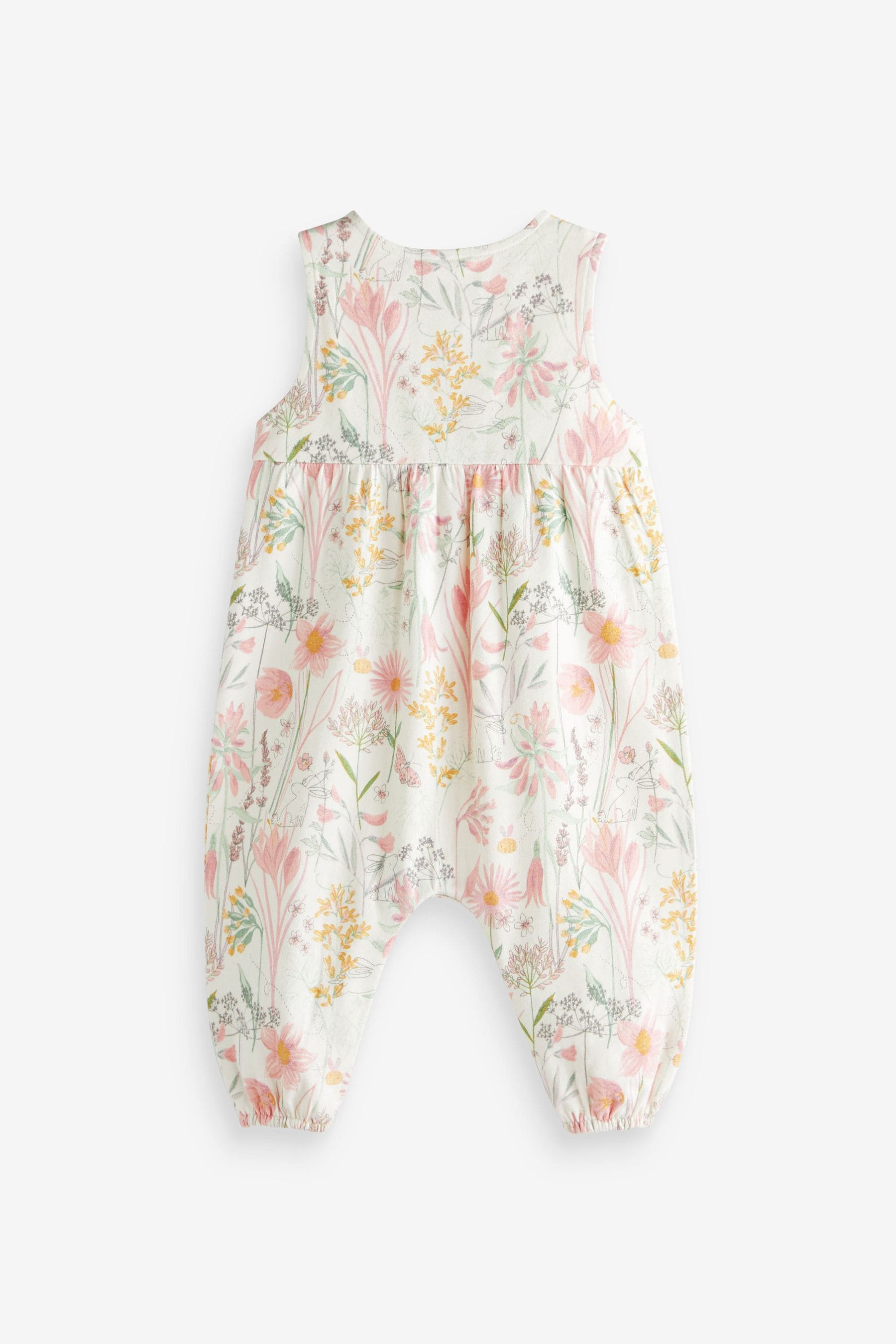 Cream Floral Jersey Baby Dungarees (0mths-3yrs)