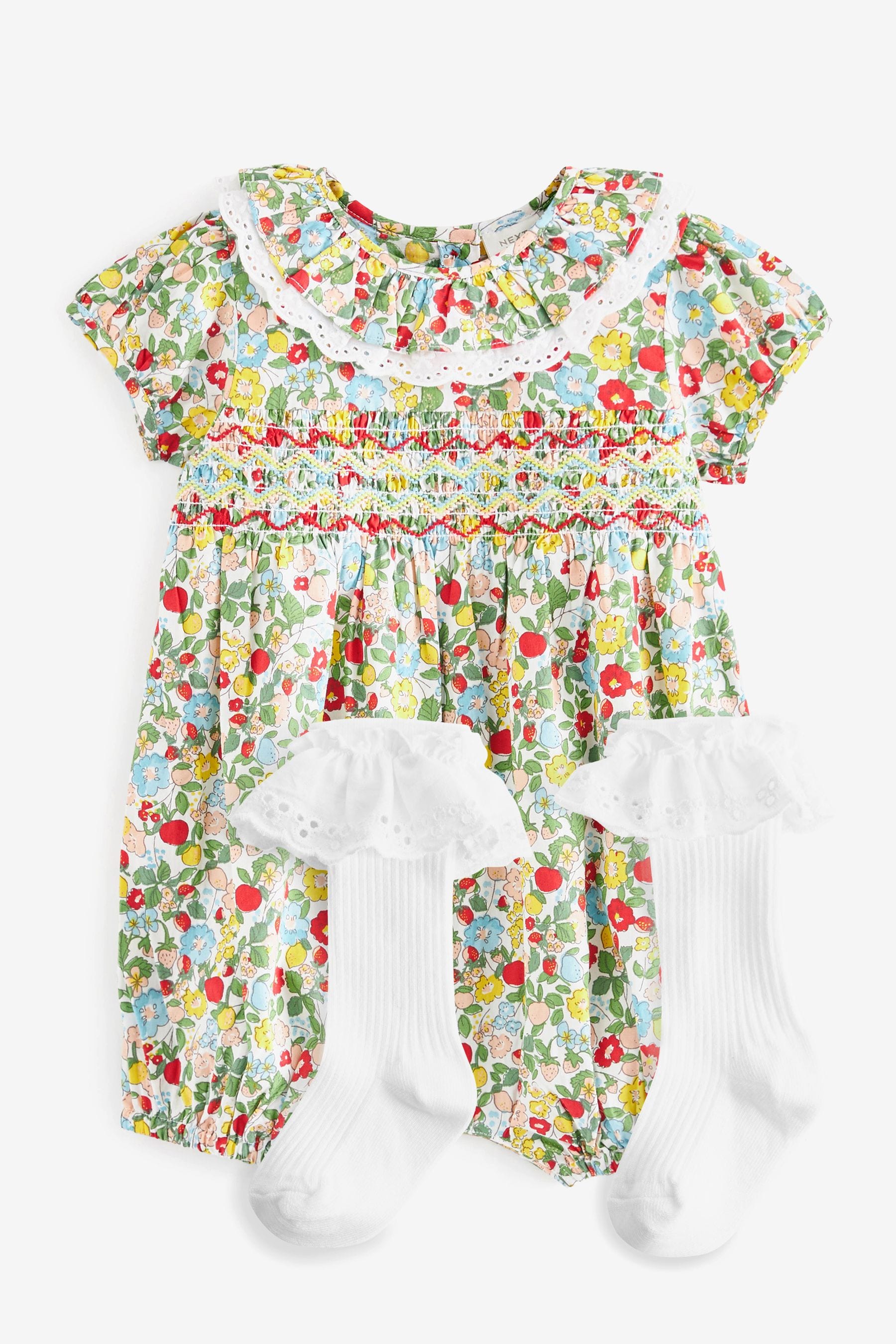 Green Ditsy Floral Baby Playsuit (0mths-2yrs)