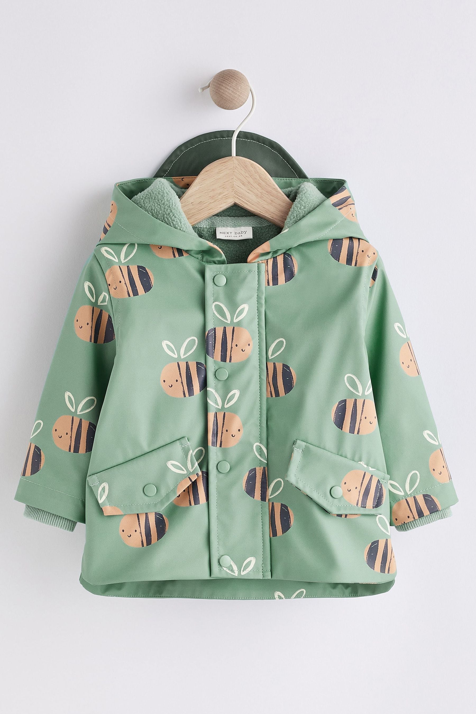 Sage Green Bee Baby Rubberised Coat