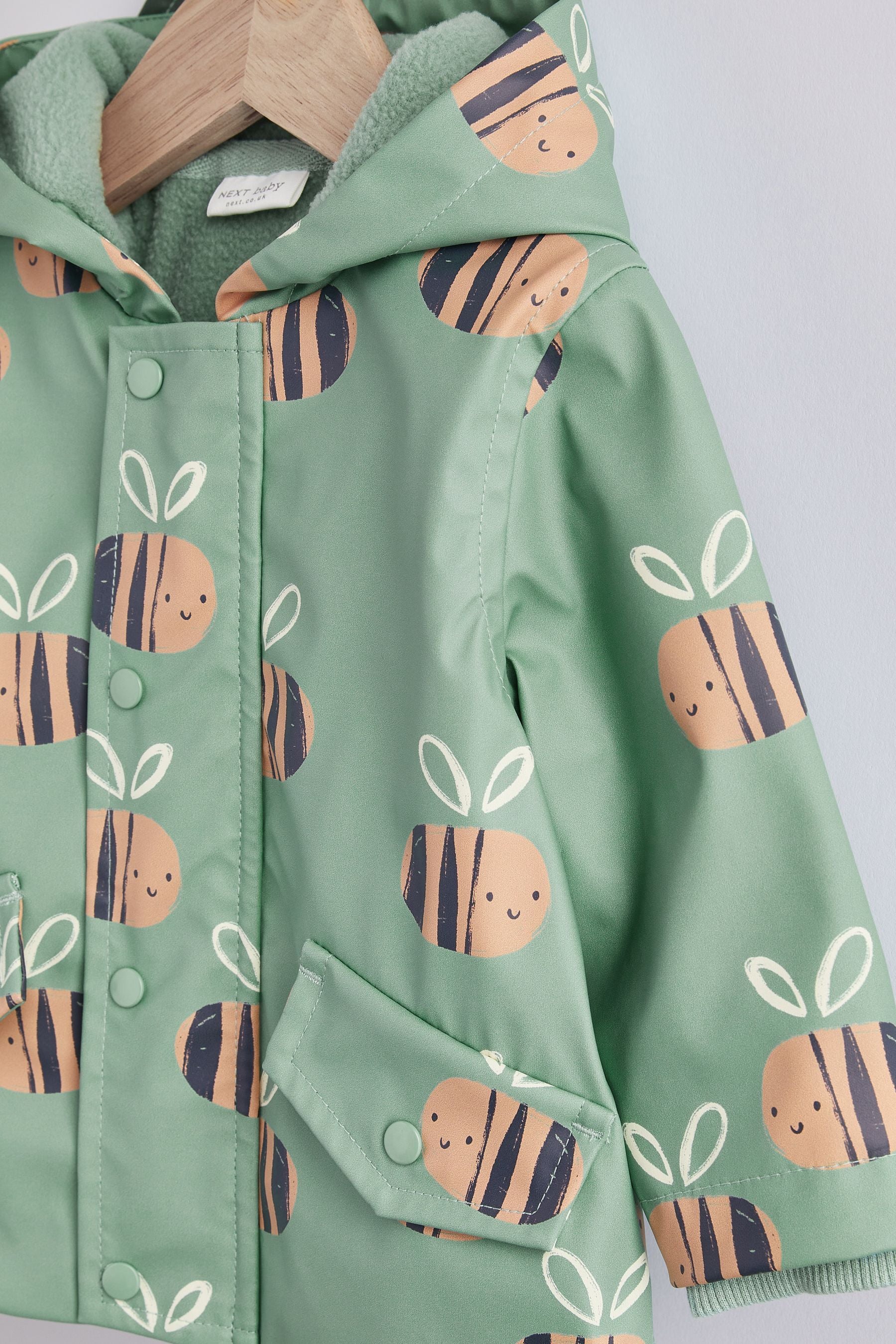 Sage Green Bee Baby Rubberised Coat