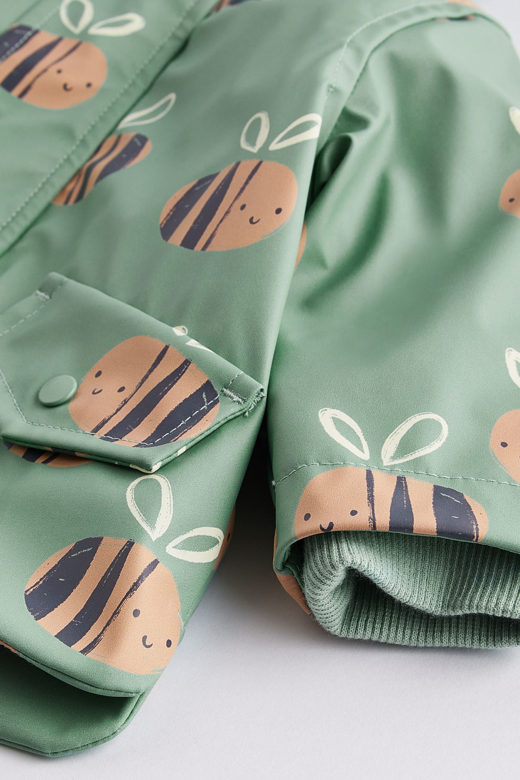 Sage Green Bee Baby Rubberised Coat