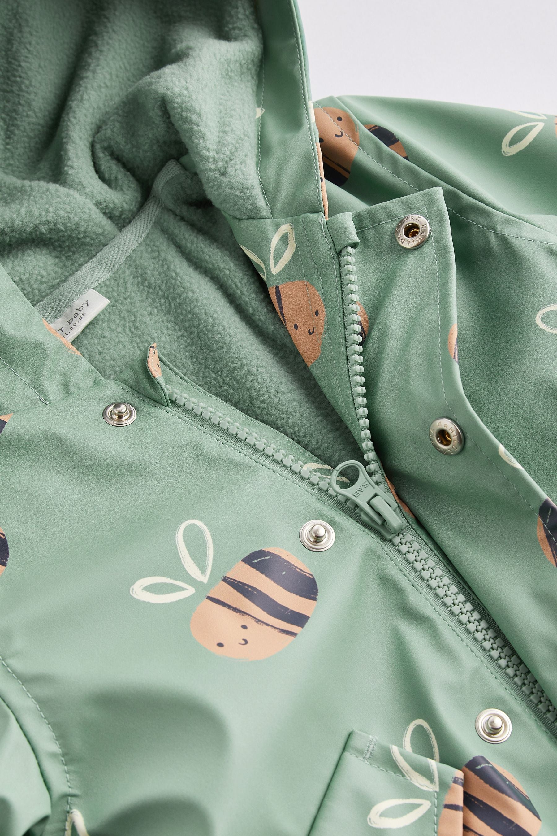 Sage Green Bee Baby Rubberised Coat