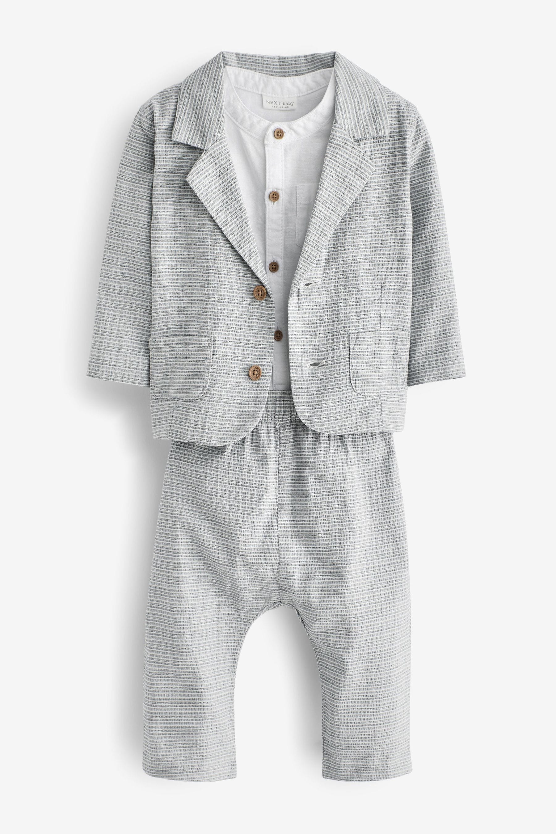 Blue Smart 3 piece baby Occasion Woven Suit Set (0mths-2yrs)