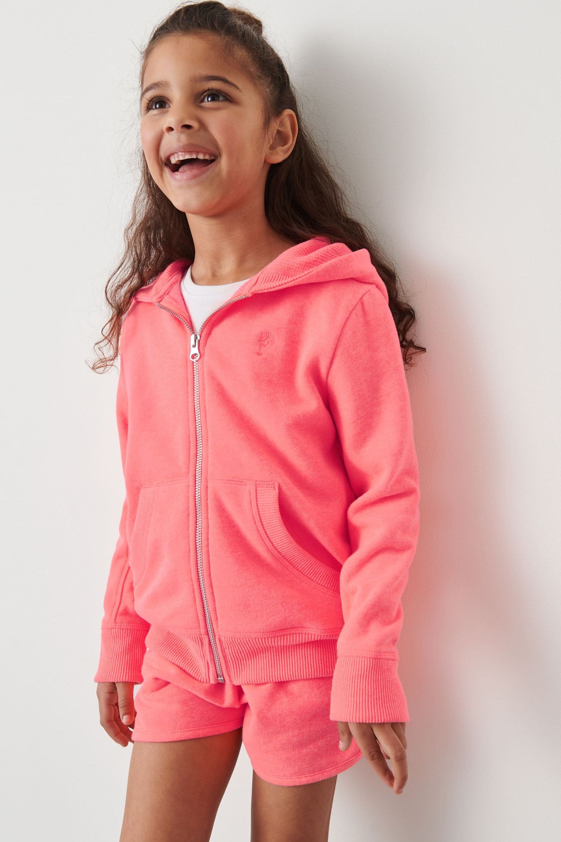 Fluro Pink Zip Through Hoodie (3-16yrs)