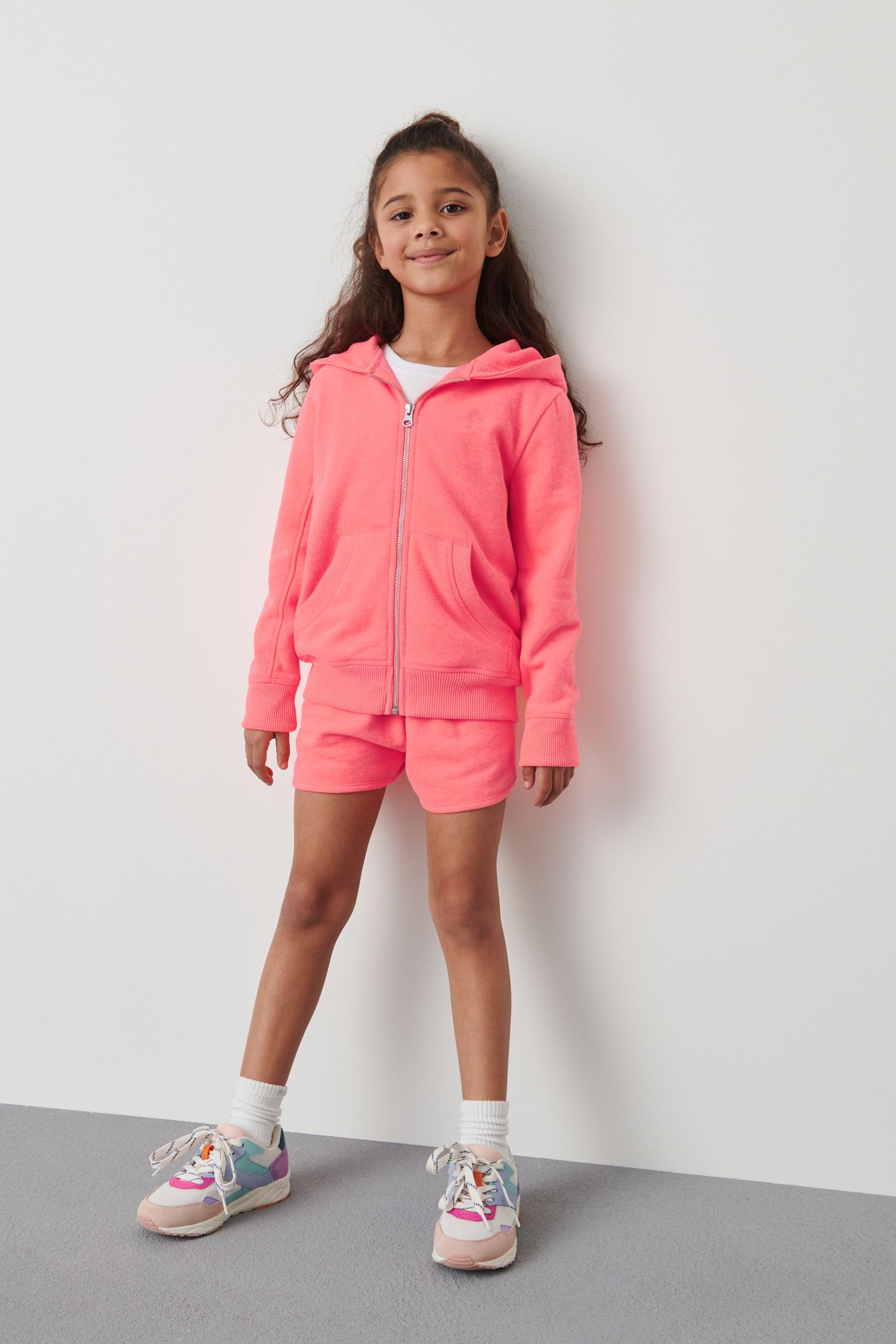 Fluro Pink Zip Through Hoodie (3-16yrs)