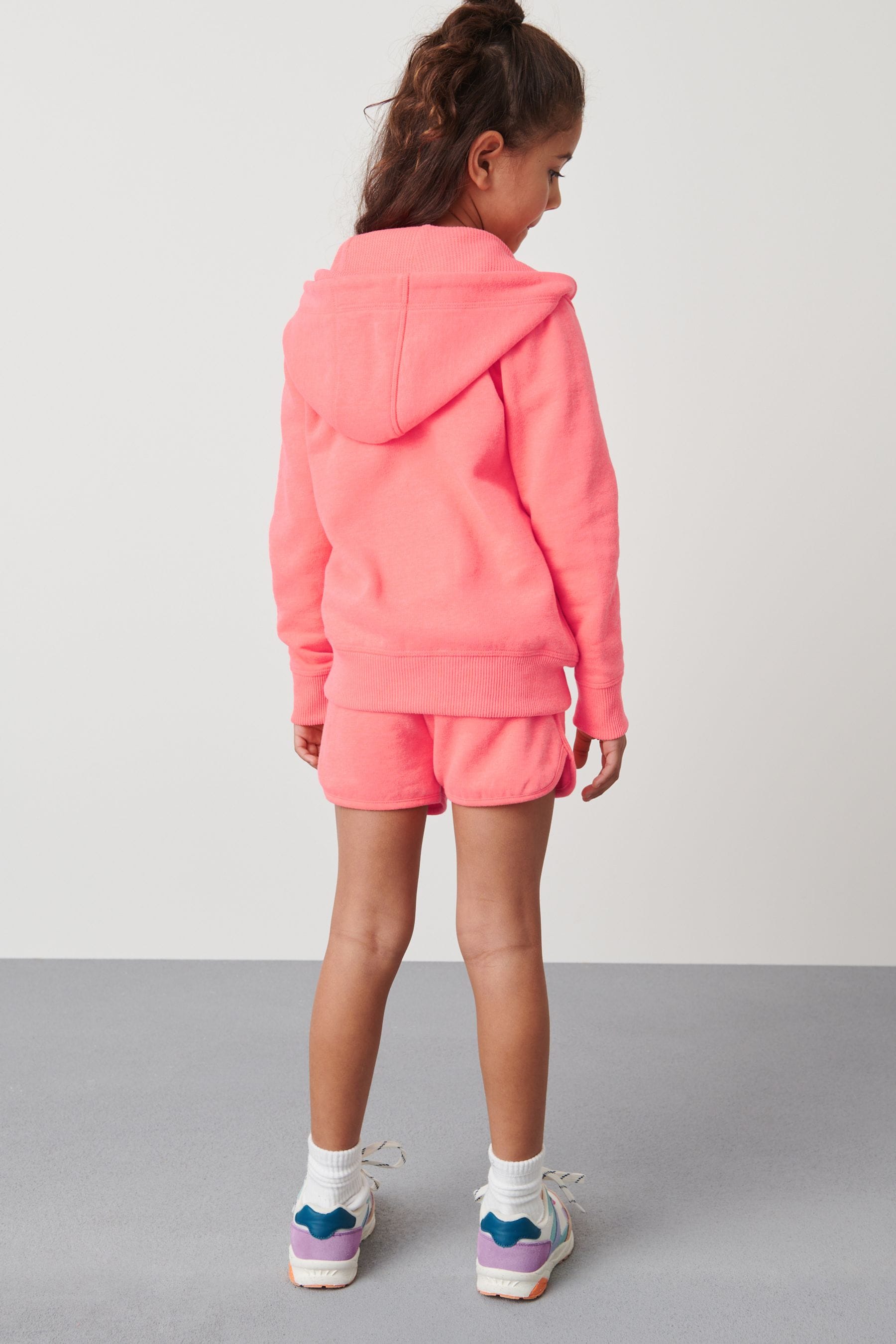 Fluro Pink Zip Through Hoodie (3-16yrs)