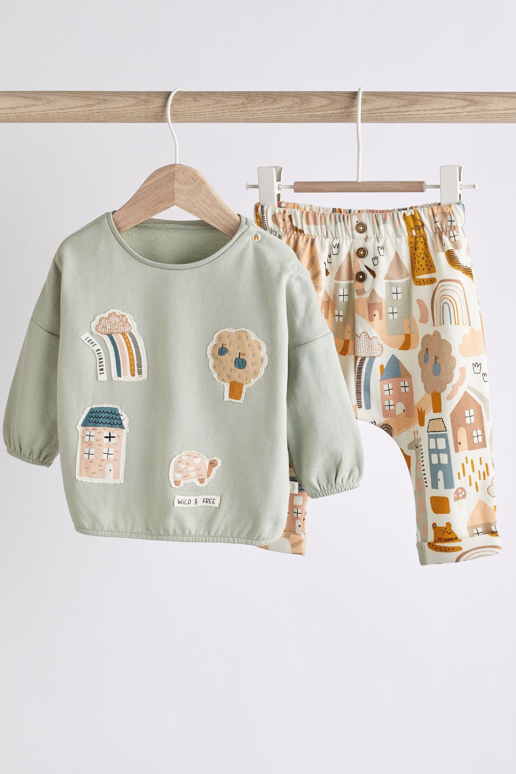 Multi Neutral 2 Piece Baby Sweatshirt And Joggers Set (0mths-2yrs)