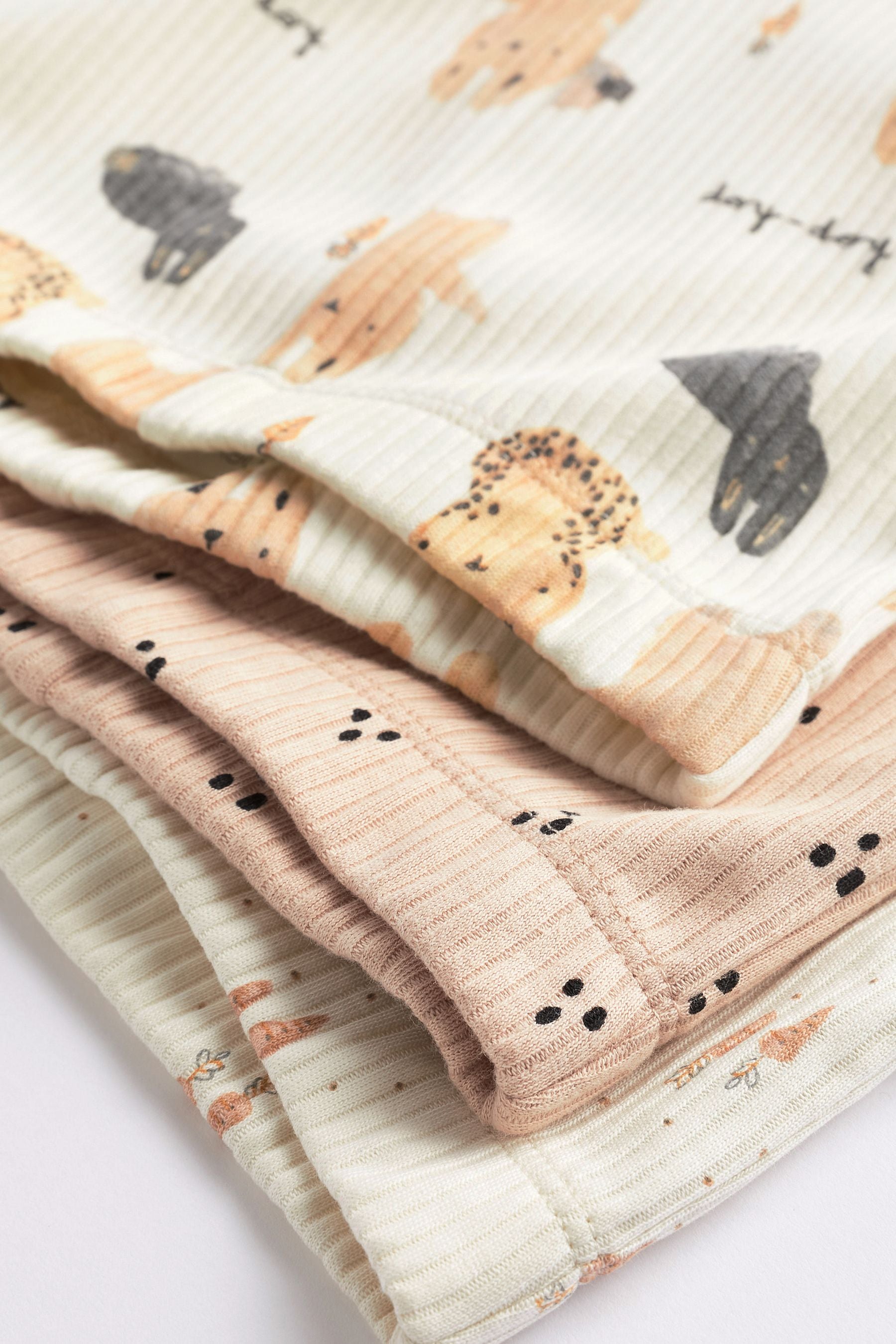 Neutral Bunny Rib Baby Leggings 3 Pack (0mths-2yrs)