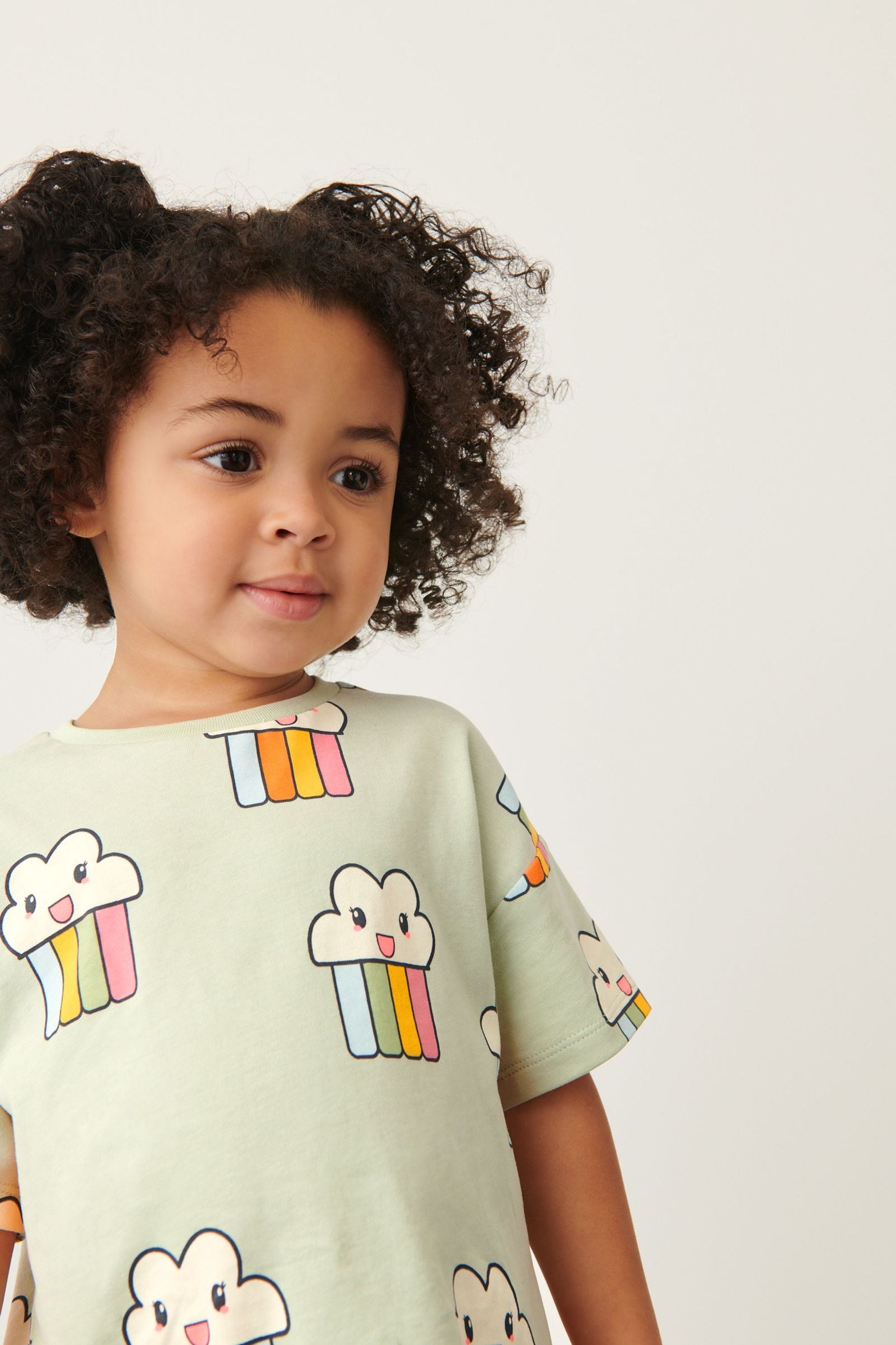 Mint Green Cloud Rainbow Oversized Cotton T-Shirt (3mths-7yrs)