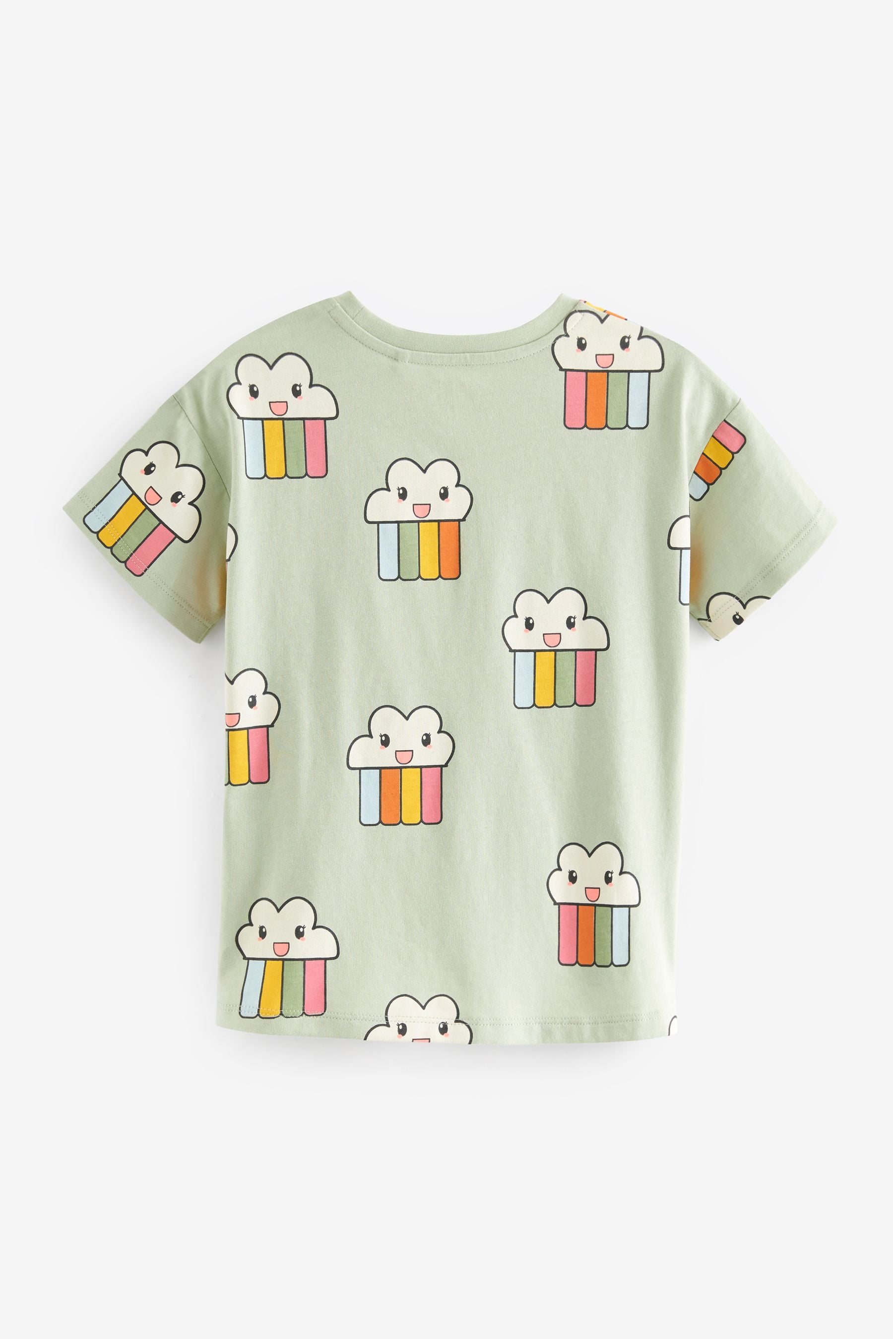 Mint Green Cloud Rainbow Oversized Cotton T-Shirt (3mths-7yrs)