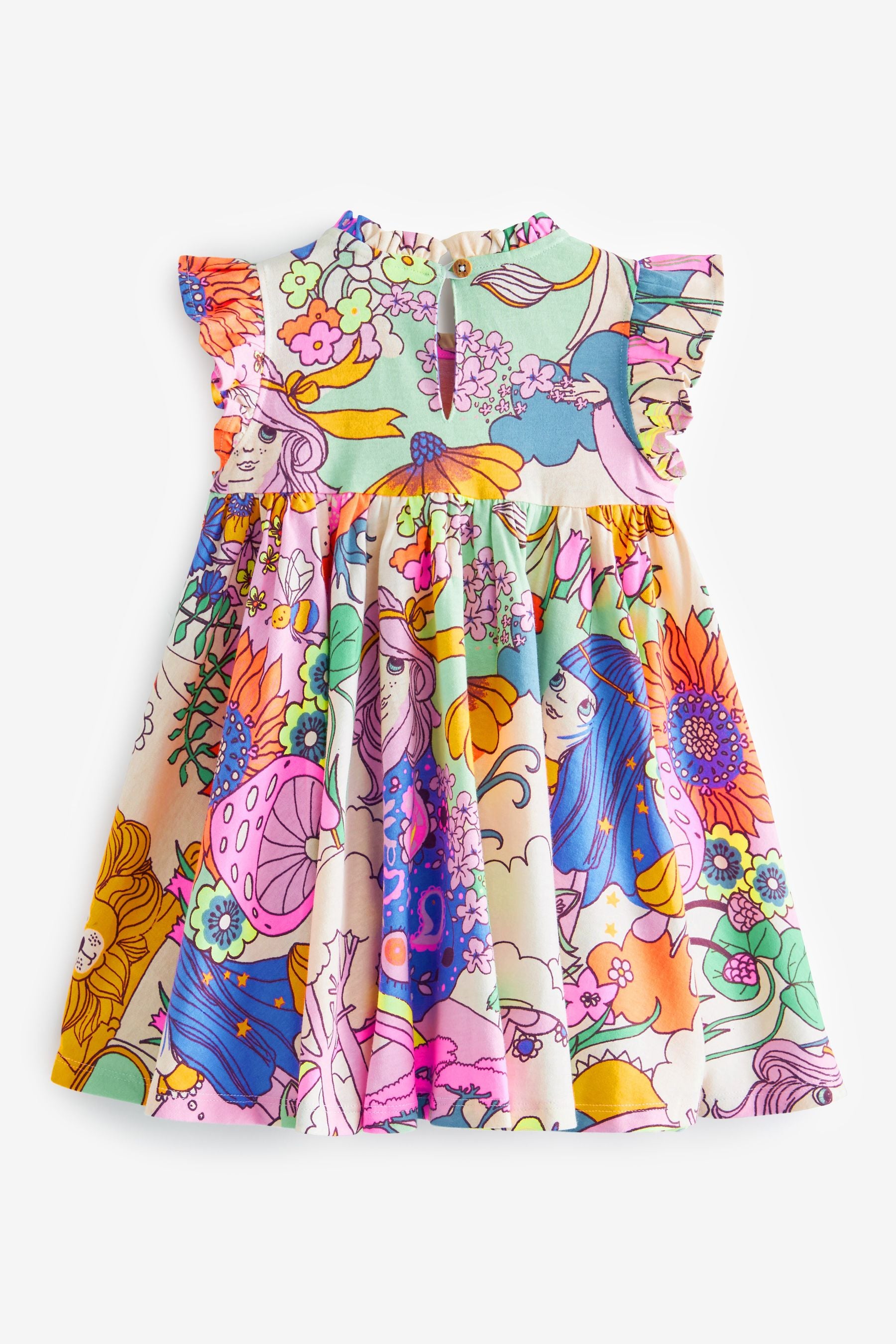 Multicoloured Short Sleeve Tiered Jersey Dress (3mths-7yrs)