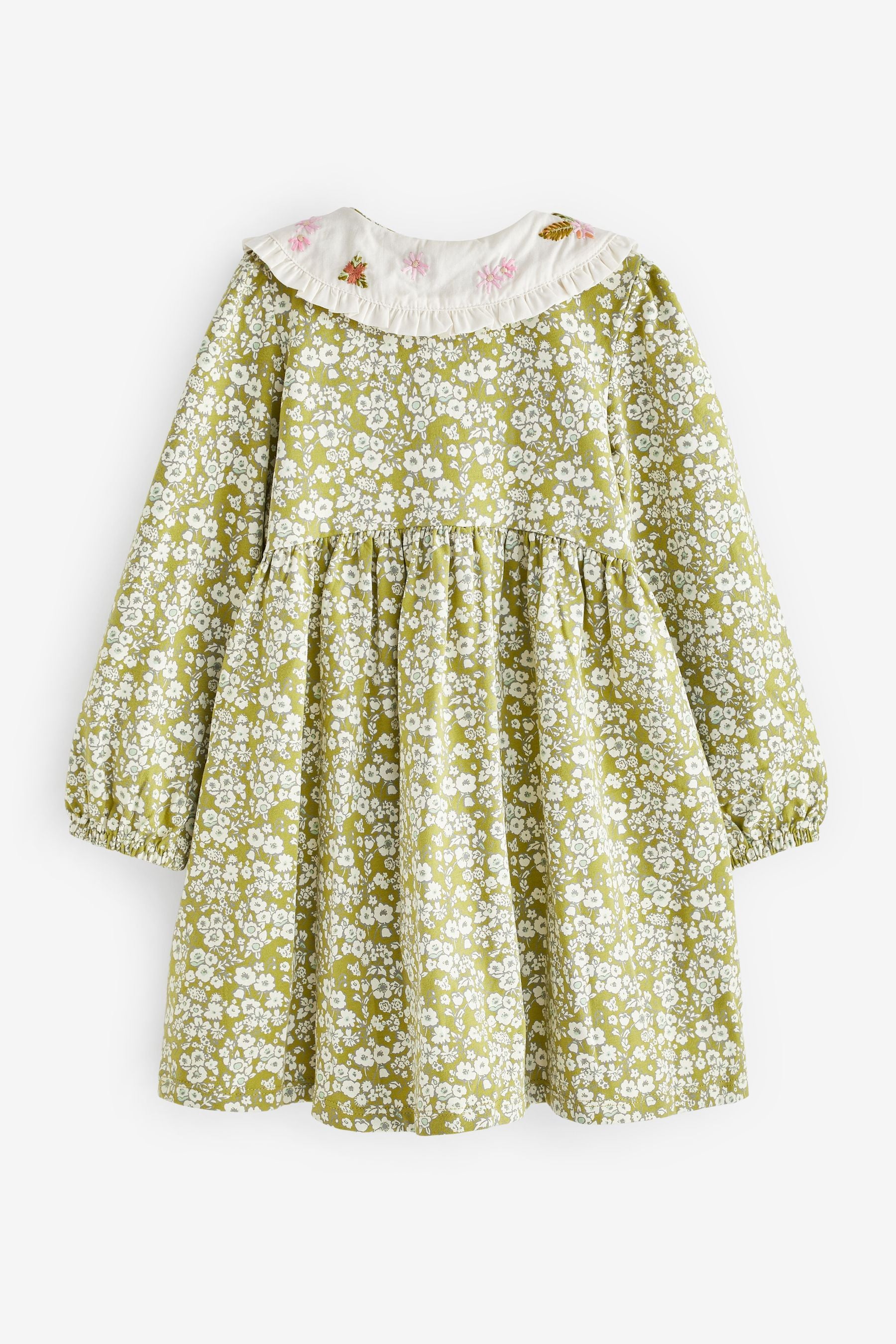 Green Collared Long Sleeve Jersey Dress (3mths-7yrs)