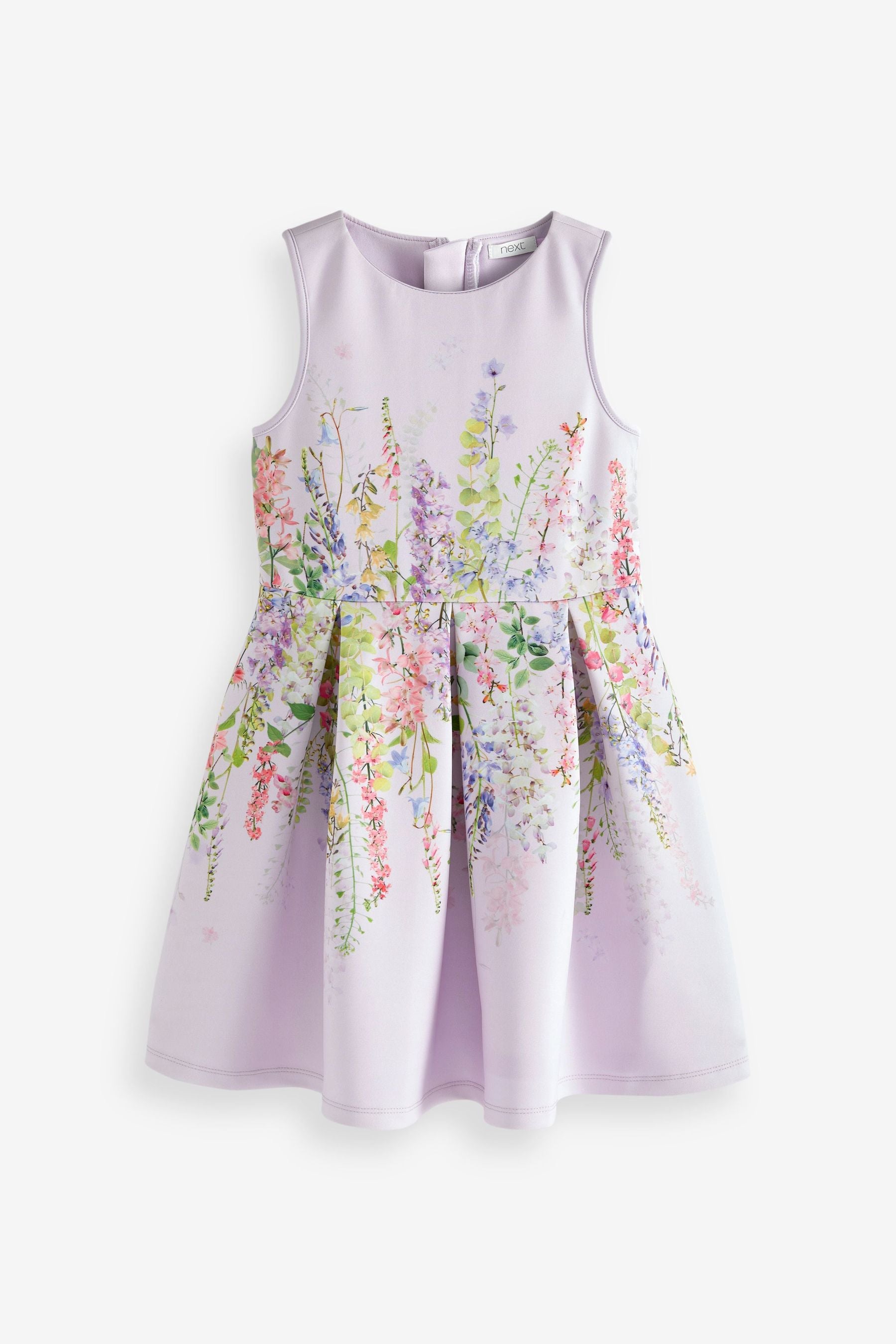 Lilac Purple Floral Scuba Occasion Dress (3-16yrs)