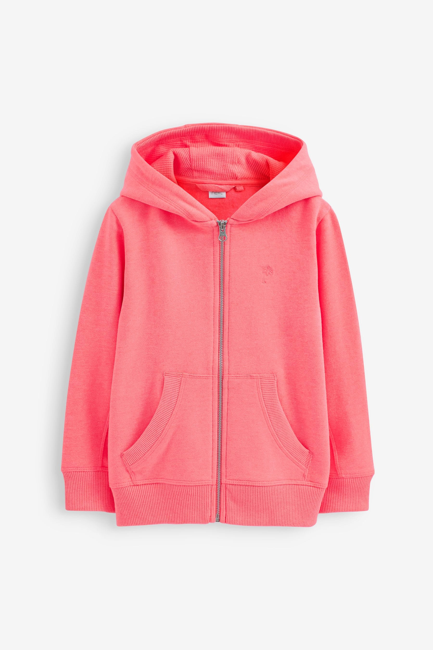 Fluro Pink Zip Through Hoodie (3-16yrs)