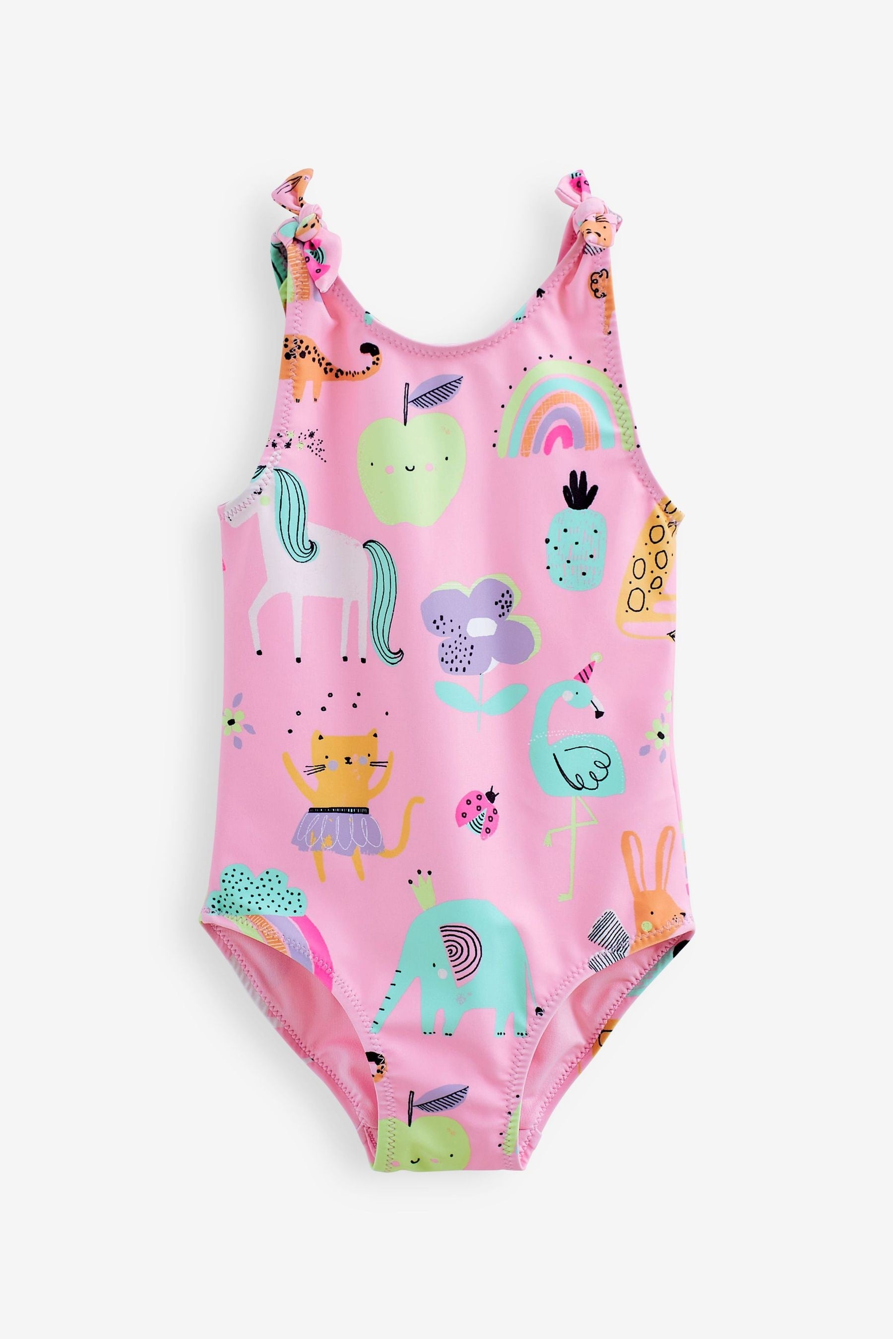 Pink Unicorn Tie Shoulder Swimsuit (3mths-7yrs)