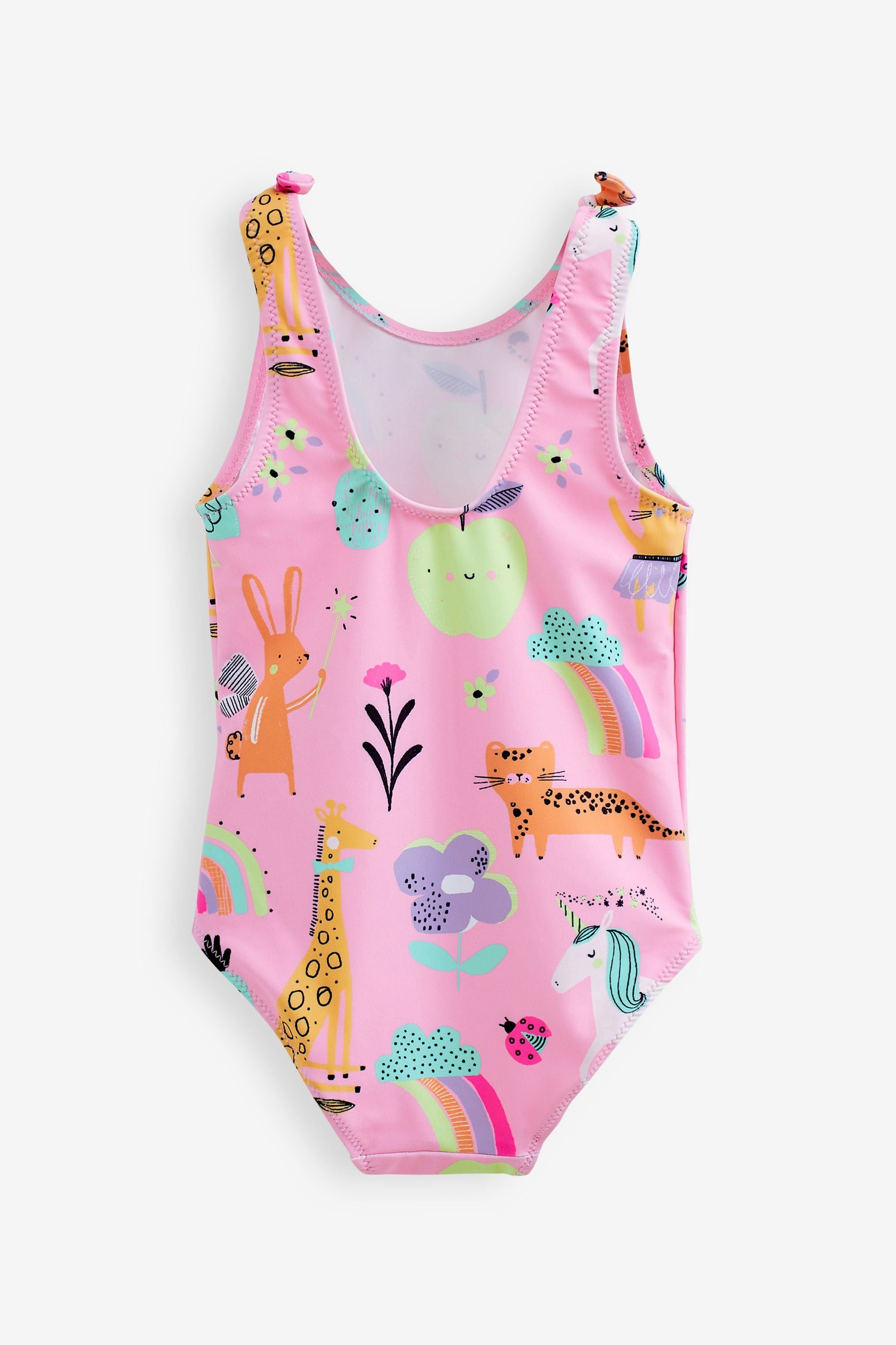 Pink Unicorn Tie Shoulder Swimsuit (3mths-7yrs)