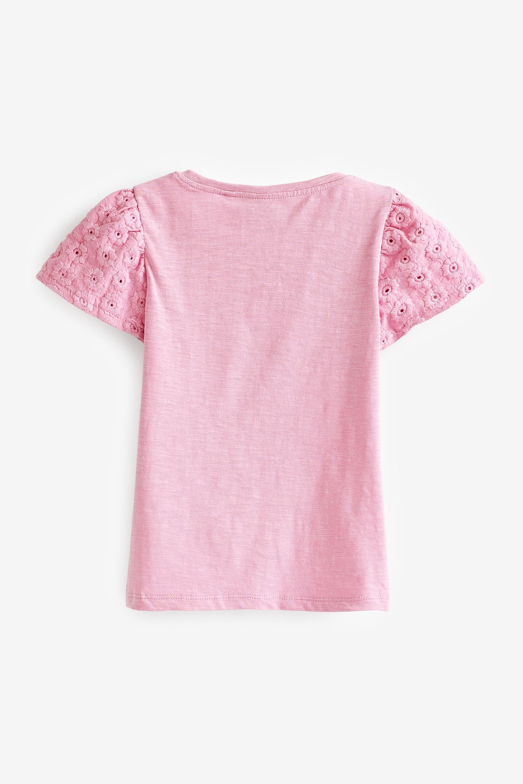 Pale Pink Broderie Sleeve T-Shirts 3 Pack (3mths-7yrs)