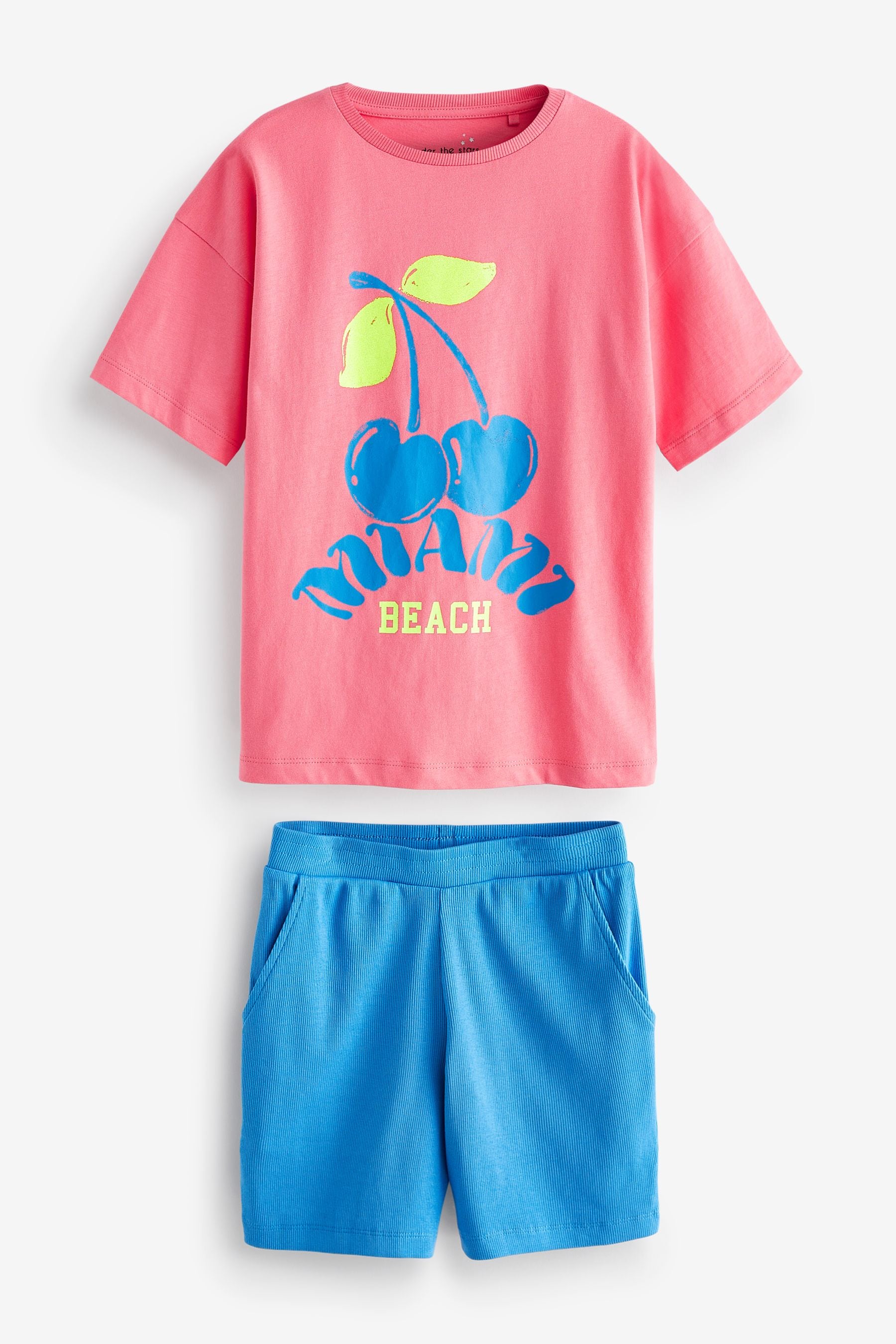 Pink/Blue Slogan 3 Pack Short Pyjamas (3-16yrs)