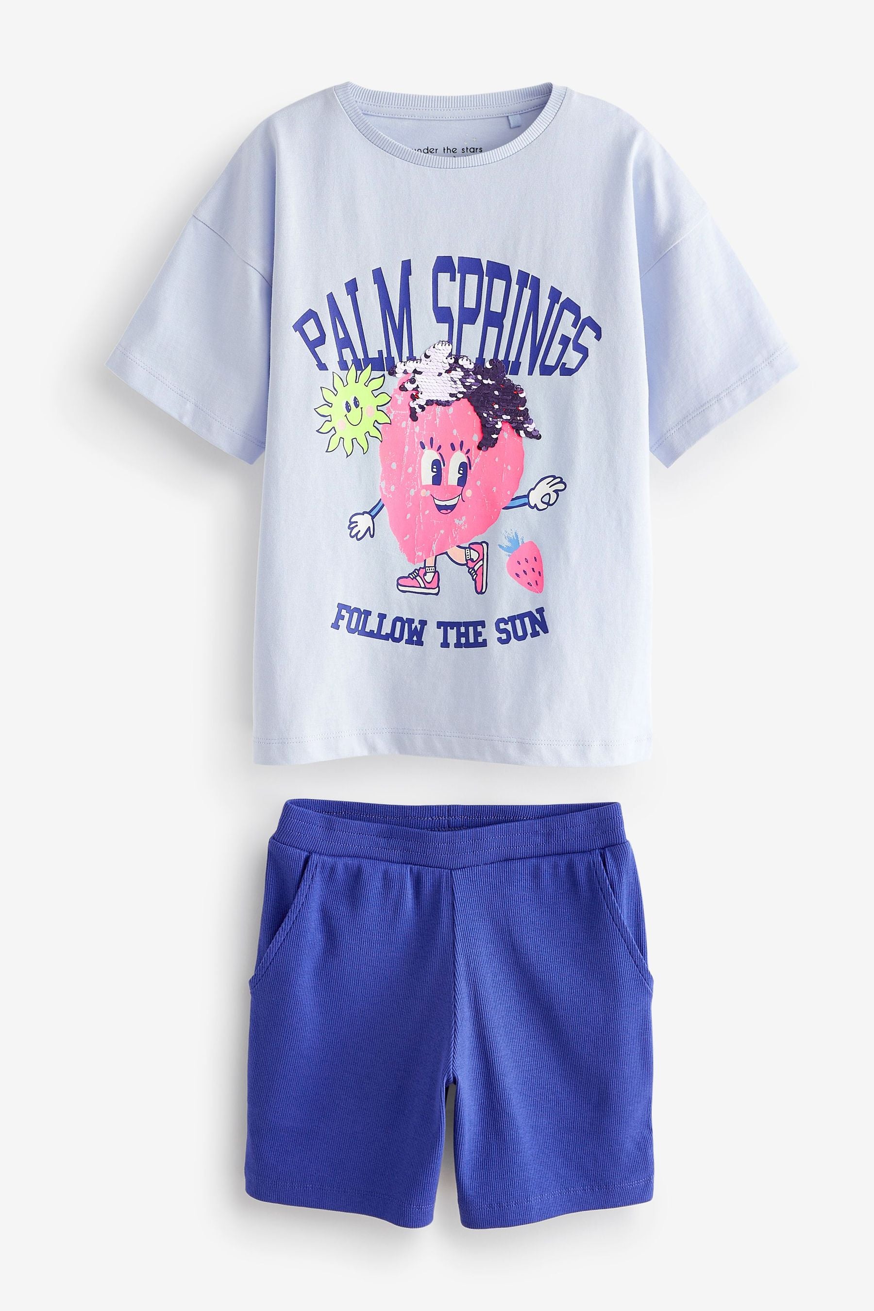 Pink/Blue Slogan 3 Pack Short Pyjamas (3-16yrs)