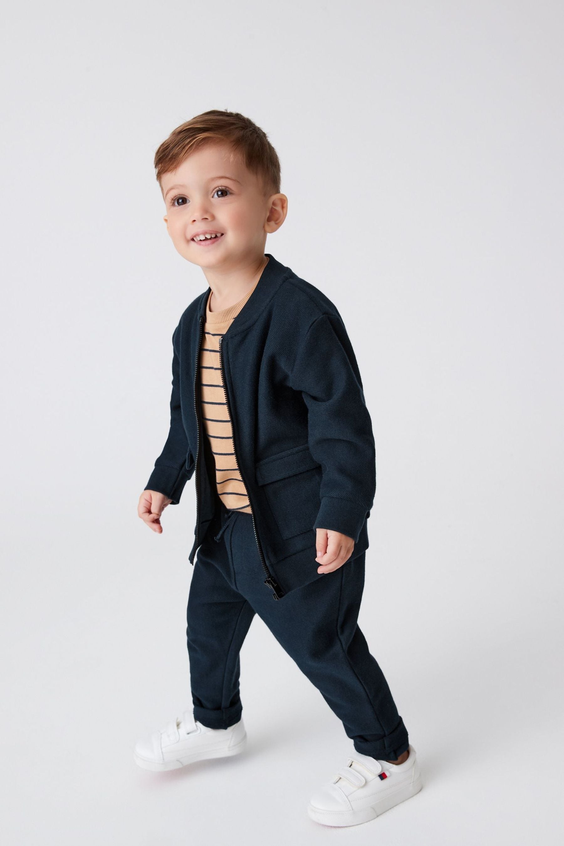 Navy Blue 3 Piece Jersey Bomber and Joggers Set (3mths-7yrs)