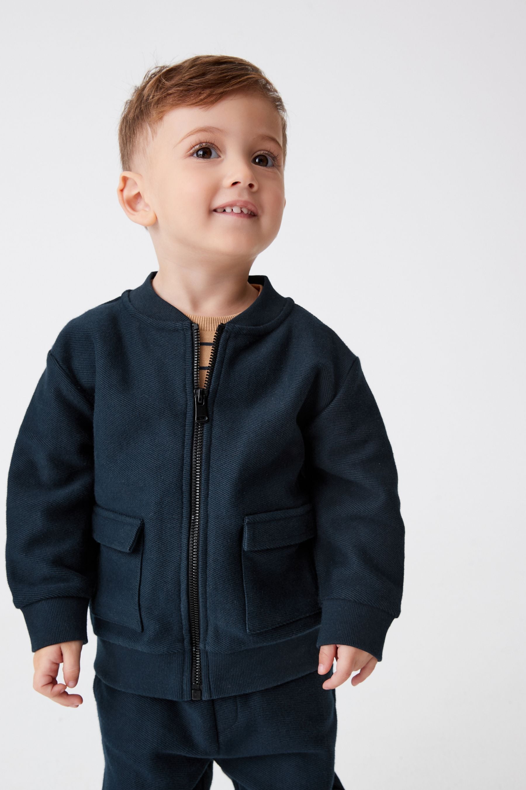 Navy Blue 3 Piece Jersey Bomber and Joggers Set (3mths-7yrs)