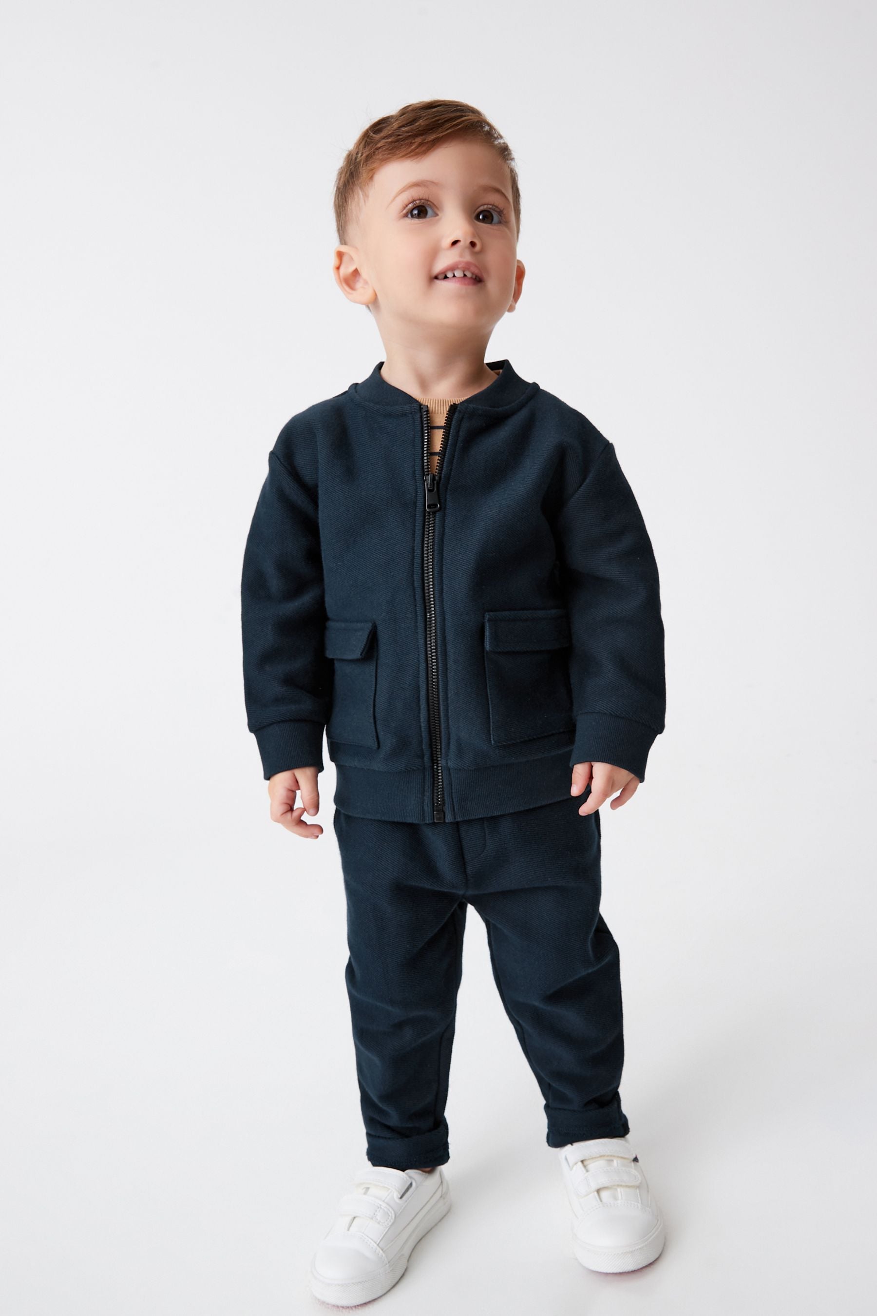 Navy Blue 3 Piece Jersey Bomber and Joggers Set (3mths-7yrs)