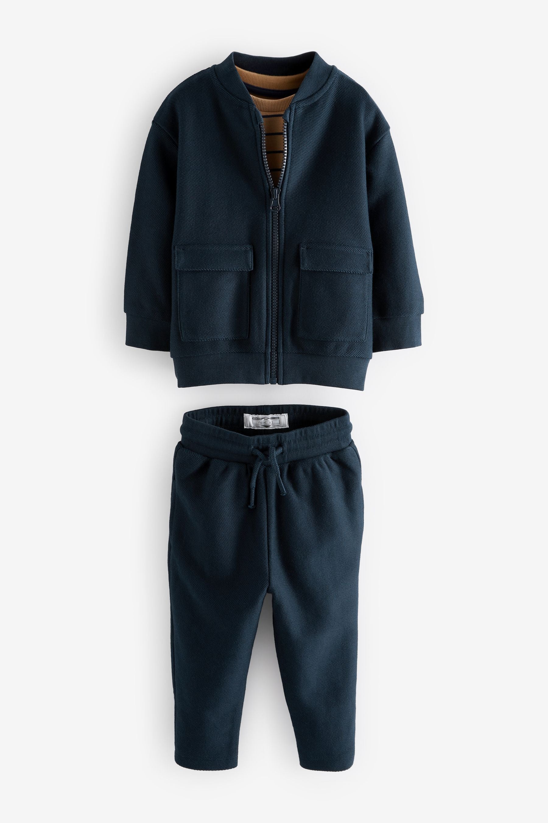 Navy Blue 3 Piece Jersey Bomber and Joggers Set (3mths-7yrs)