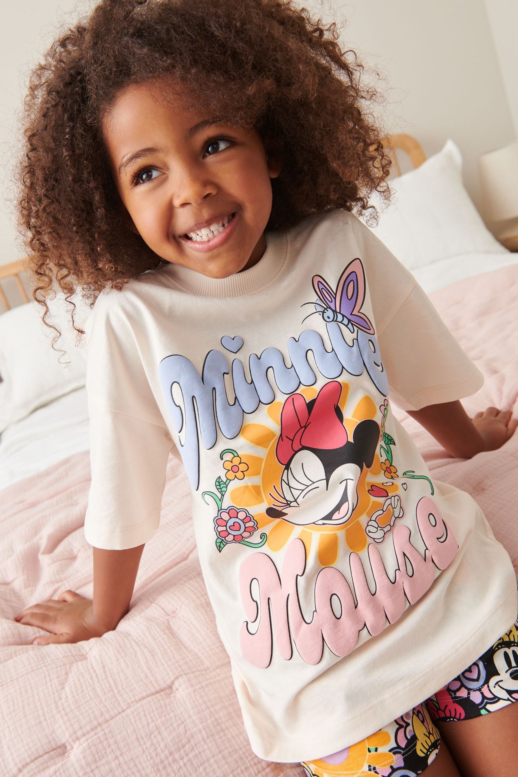 Minnie Mouse Cream/Blue Short Pyjamas (3-16yrs)