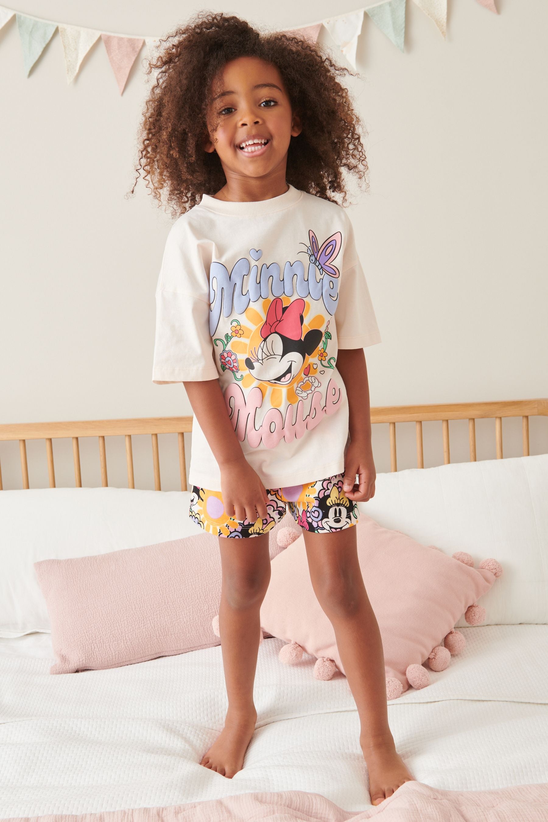 Minnie Mouse Cream/Blue Short Pyjamas (3-16yrs)