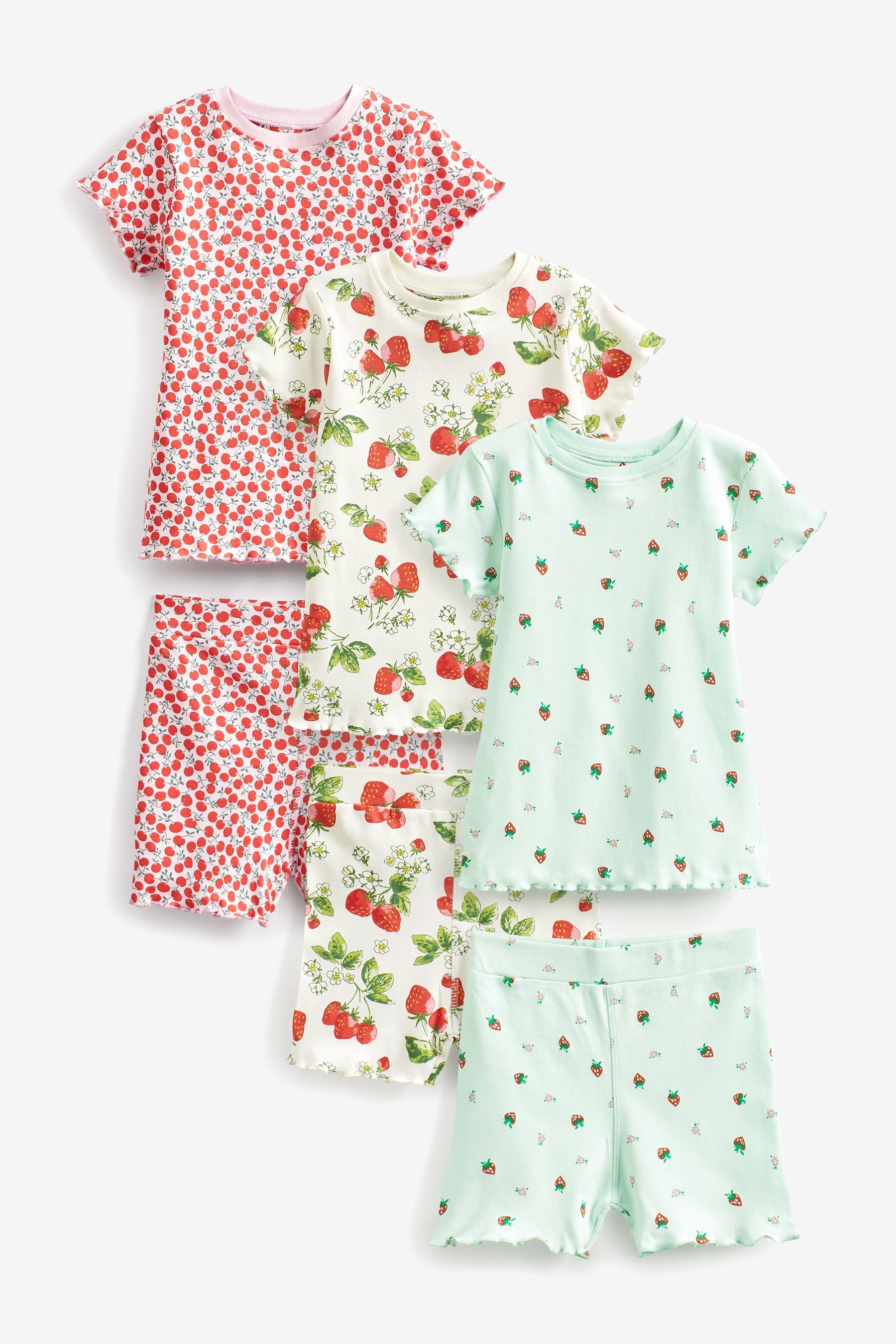 Multi Cherry Short Pyjamas 3 Pack (9mths-16yrs)