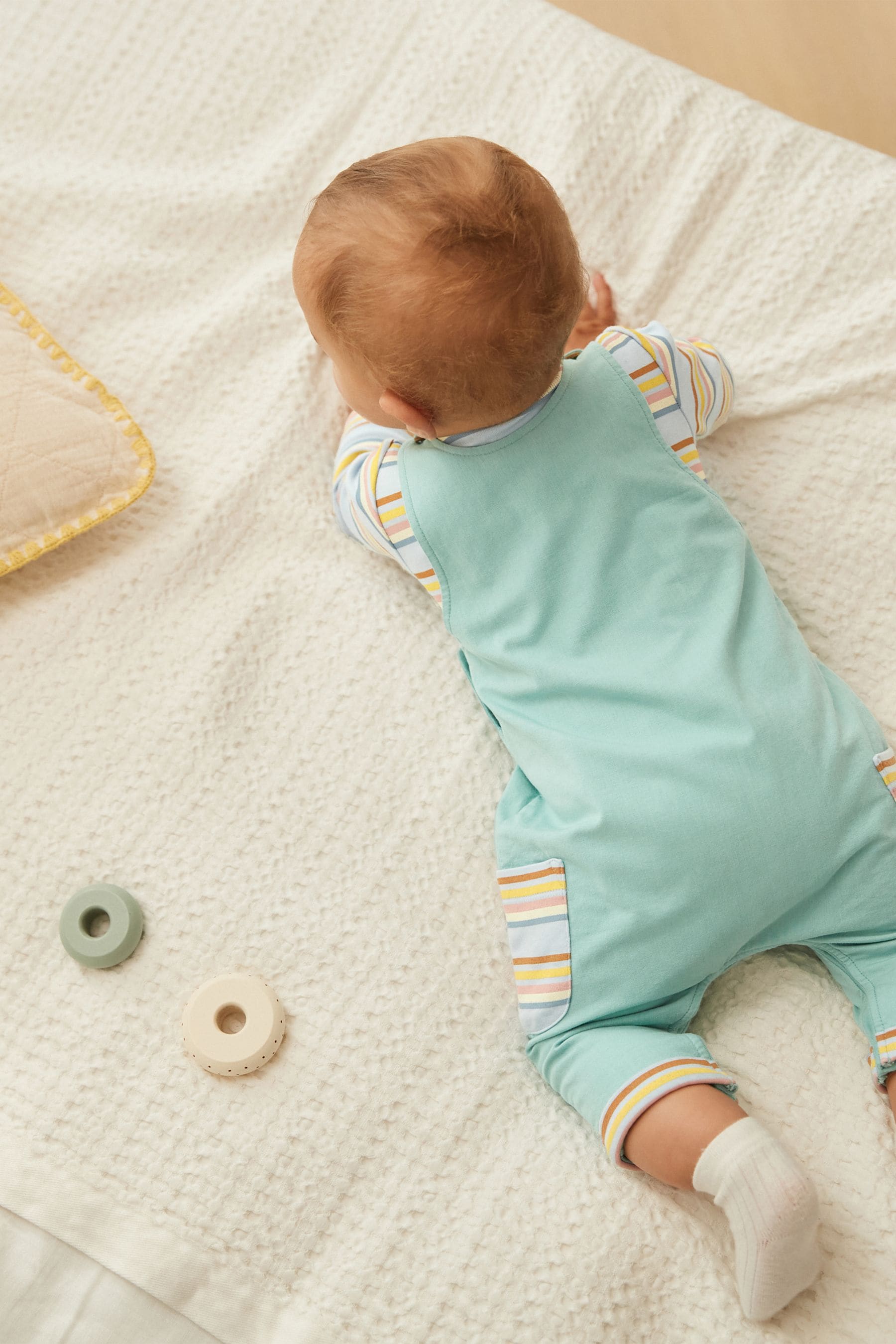 Teal Blue Woven Character Dungaree and Bodysuit Set (0mths-3yrs)