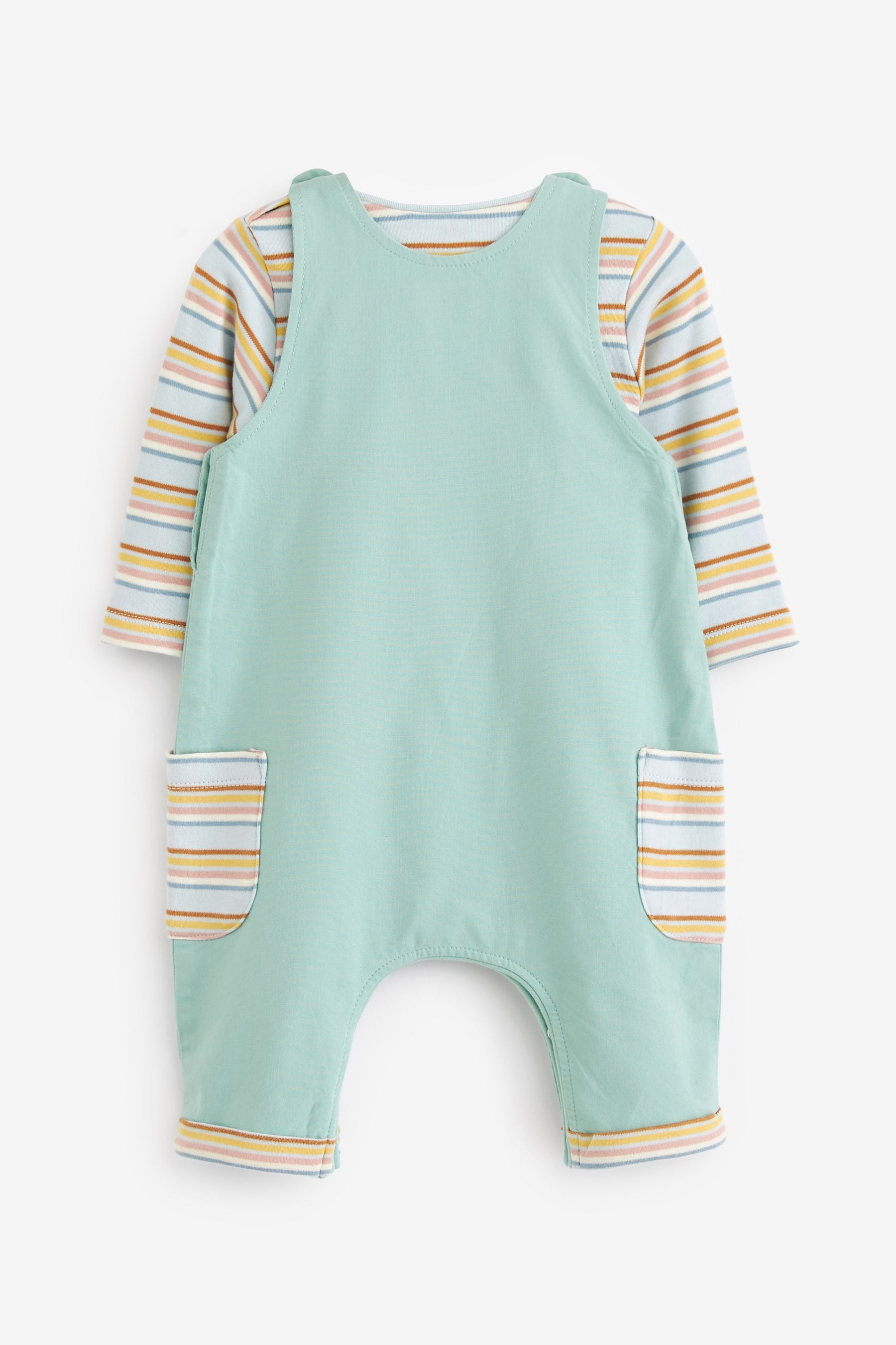 Teal Blue Woven Character Dungaree and Bodysuit Set (0mths-3yrs)