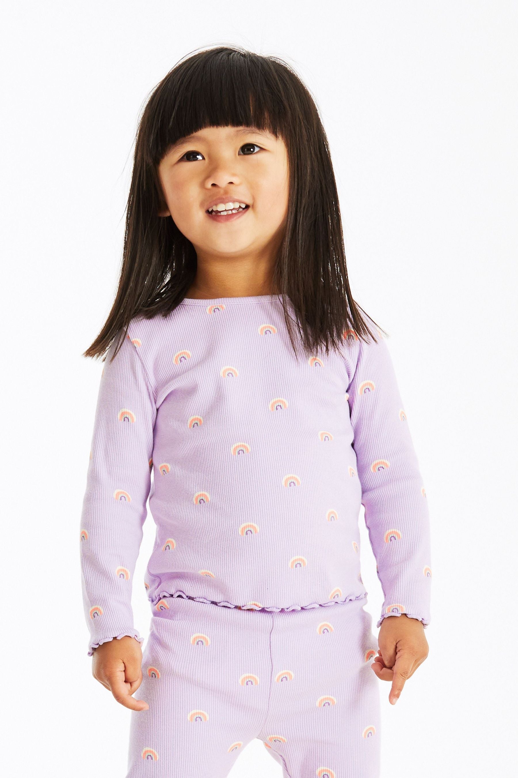 Lilac Purple Rainbow Long Sleeve Rib T-Shirt (3mths-7yrs)