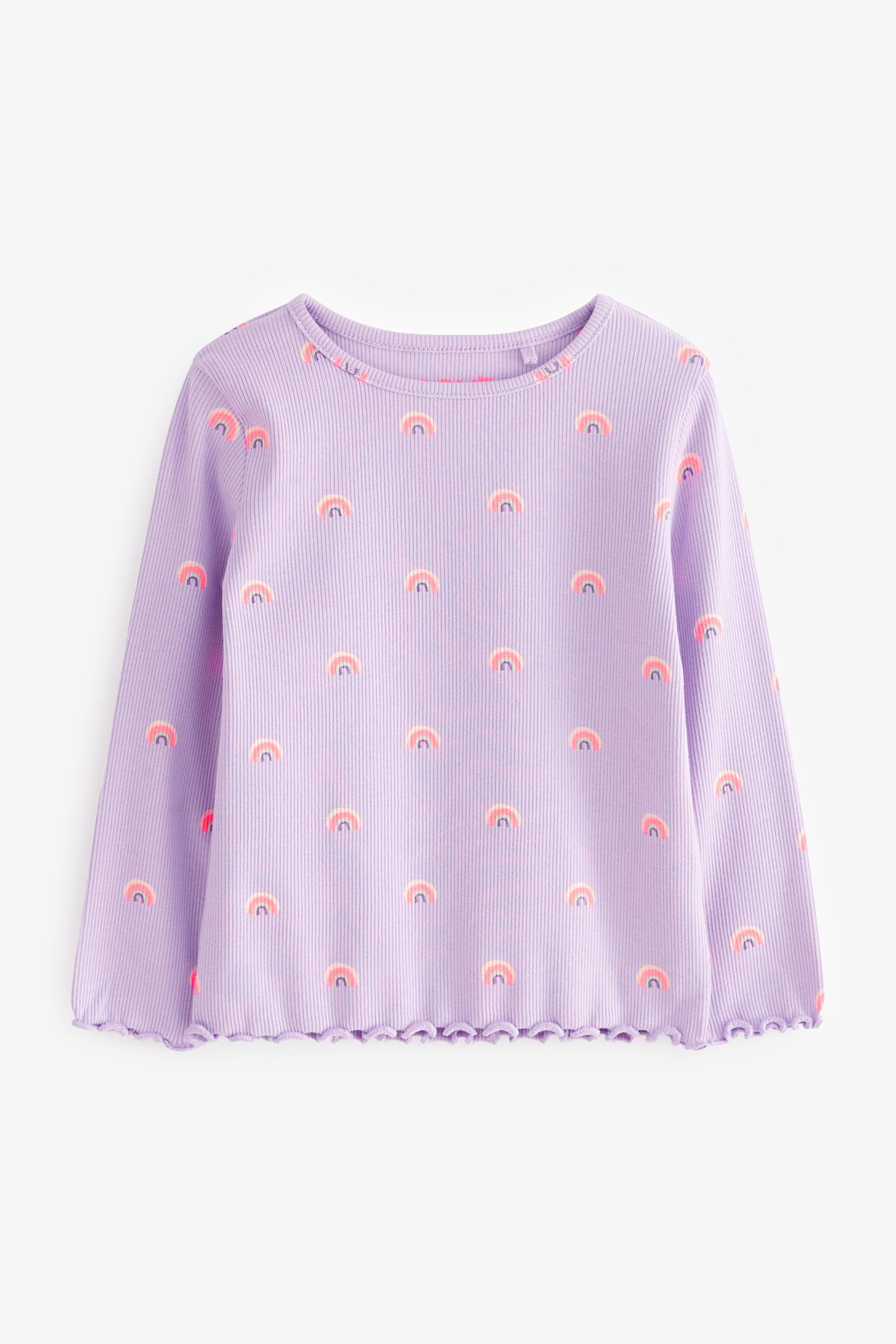 Lilac Purple Rainbow Long Sleeve Rib T-Shirt (3mths-7yrs)