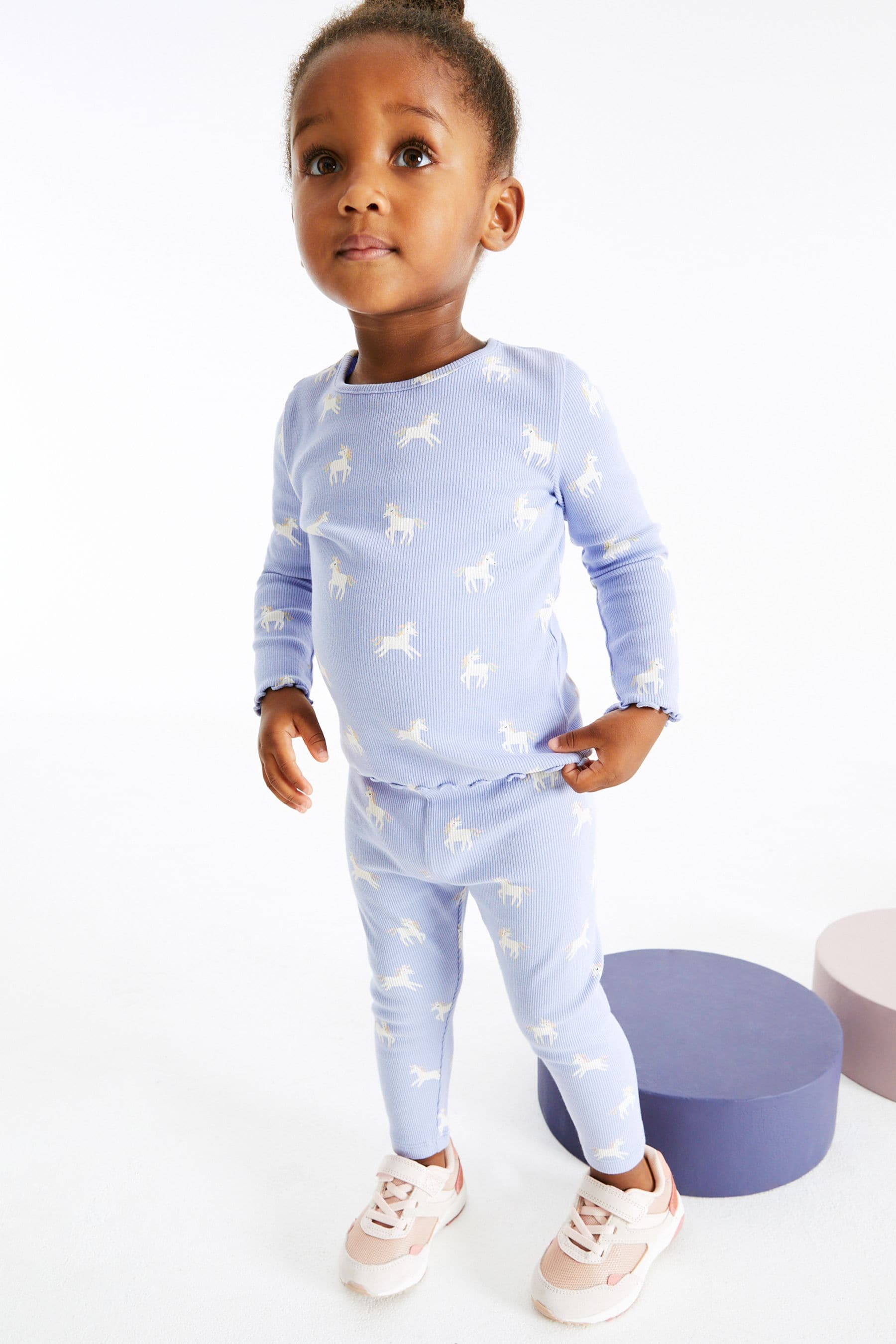 Blue Unicorn Long Sleeve Rib T-Shirt (3mths-7yrs)