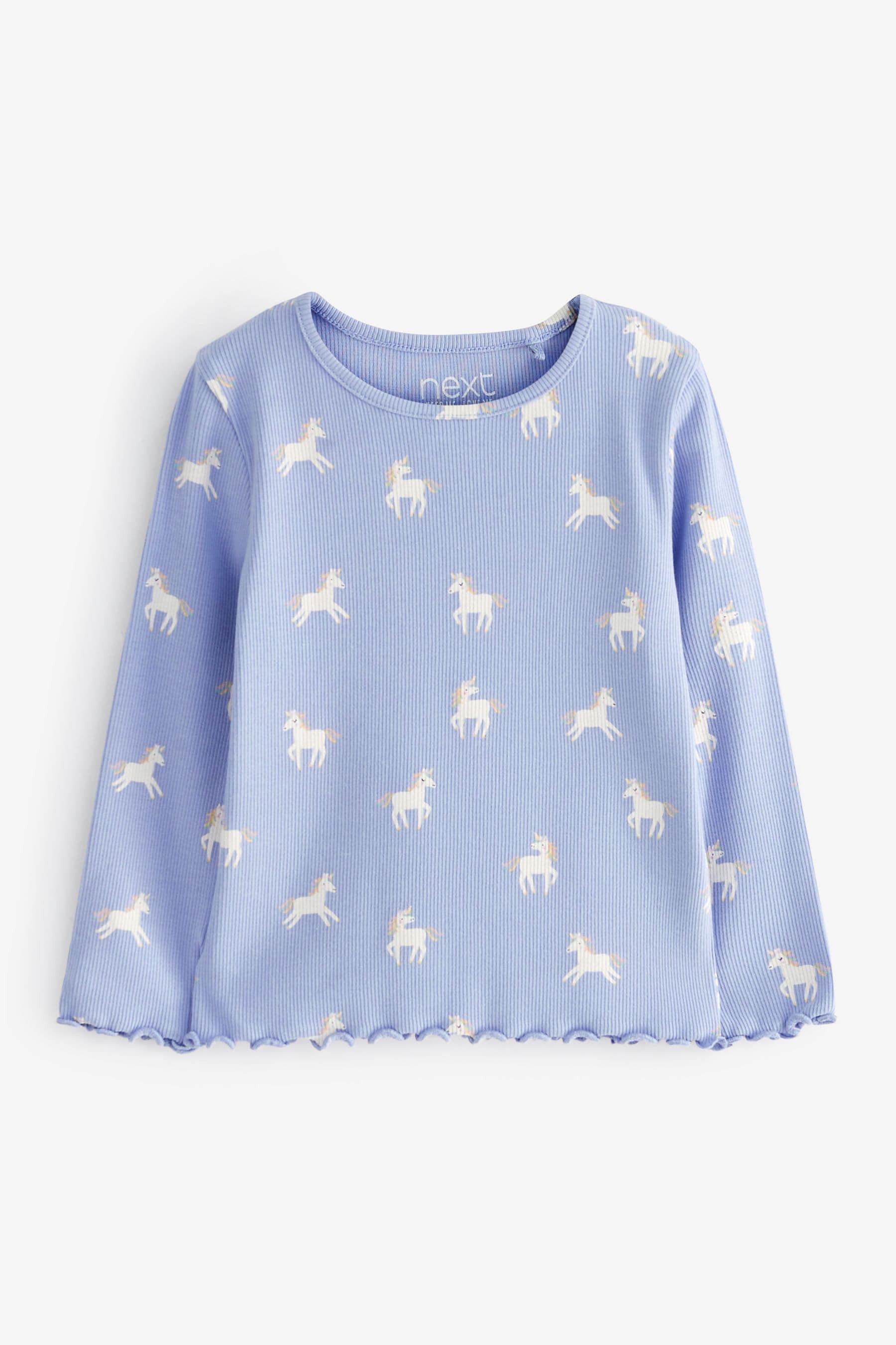 Blue Unicorn Long Sleeve Rib T-Shirt (3mths-7yrs)