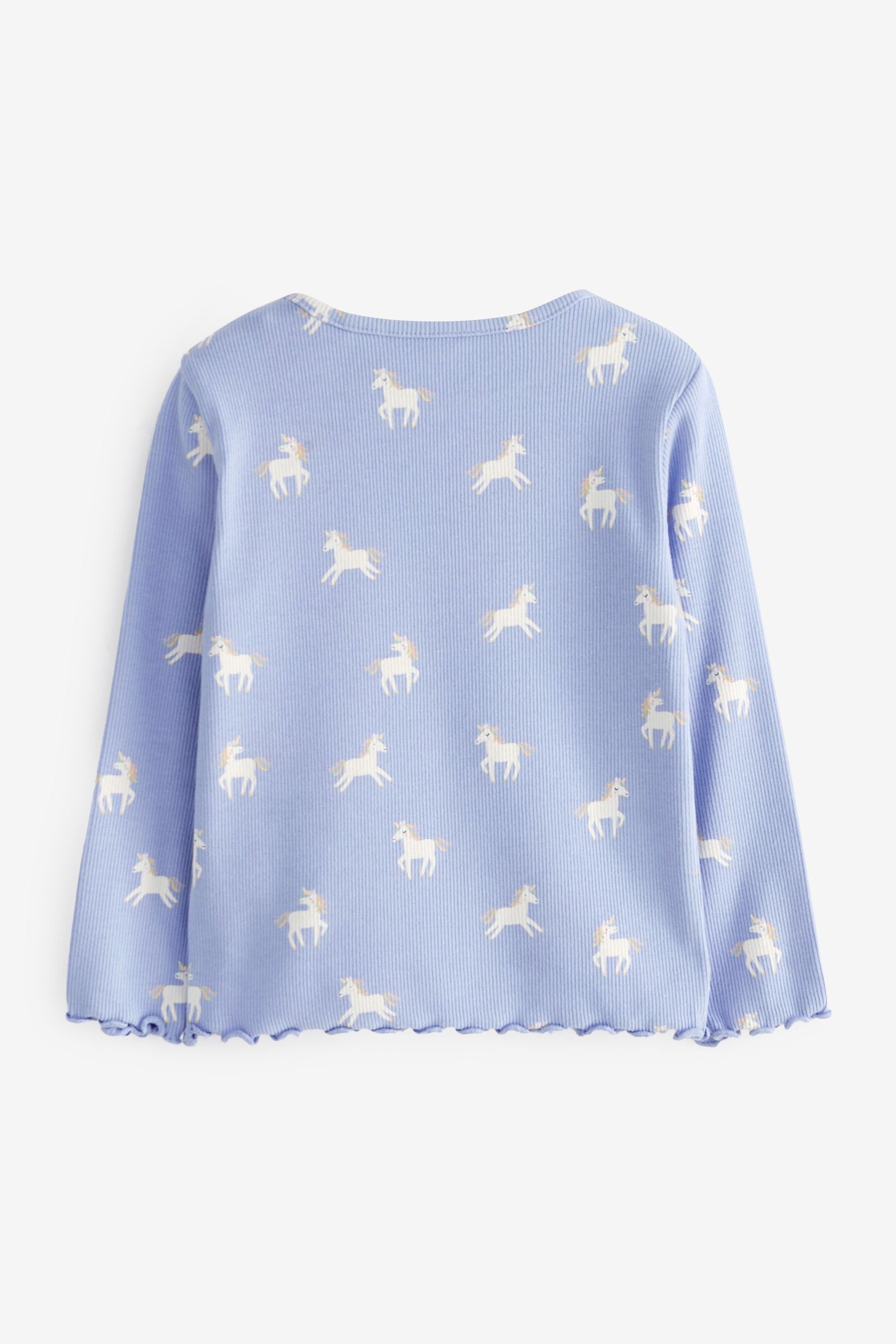 Blue Unicorn Long Sleeve Rib T-Shirt (3mths-7yrs)