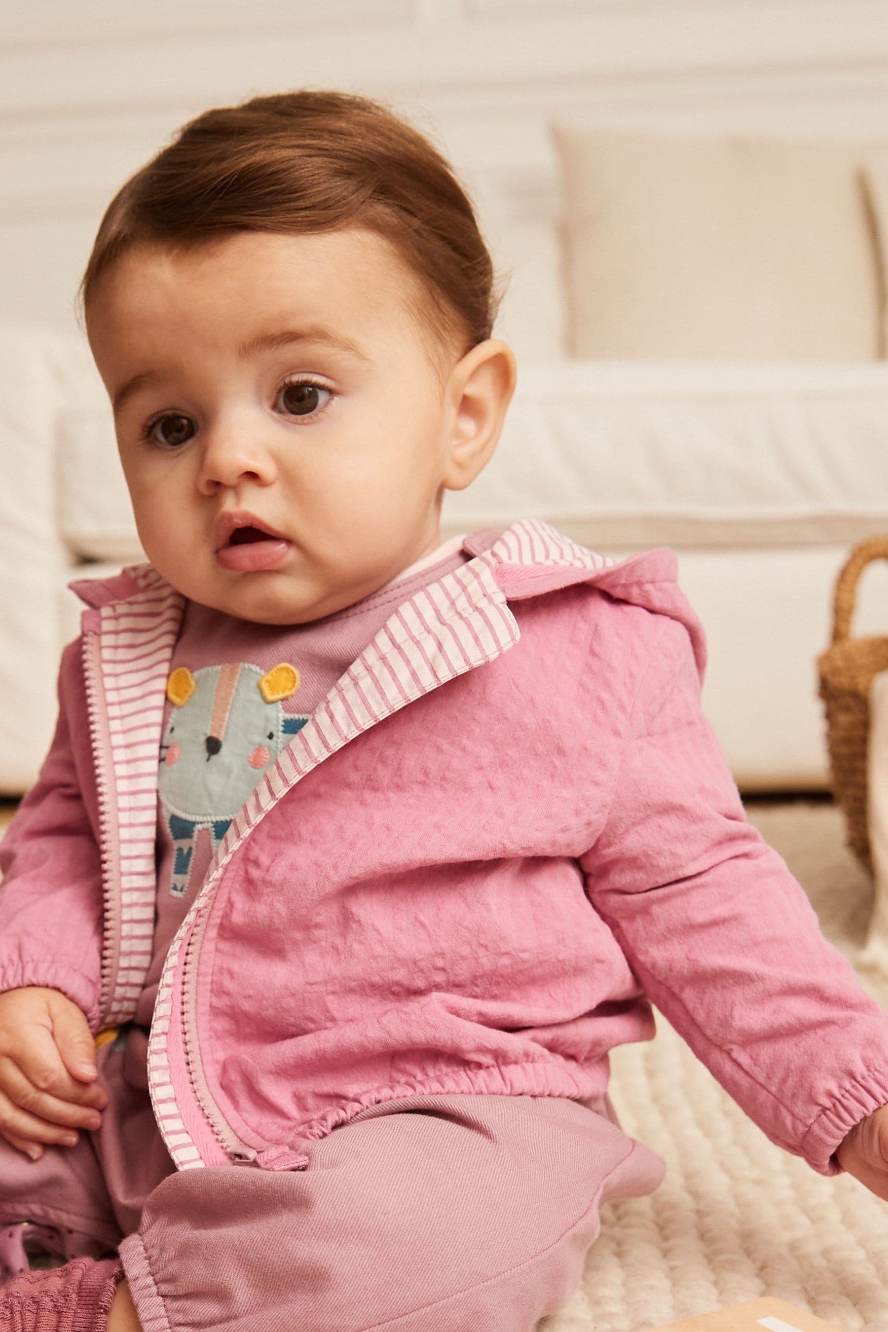 Pink Lightweight Crinkle Baby Jacket (0mths-2yrs)