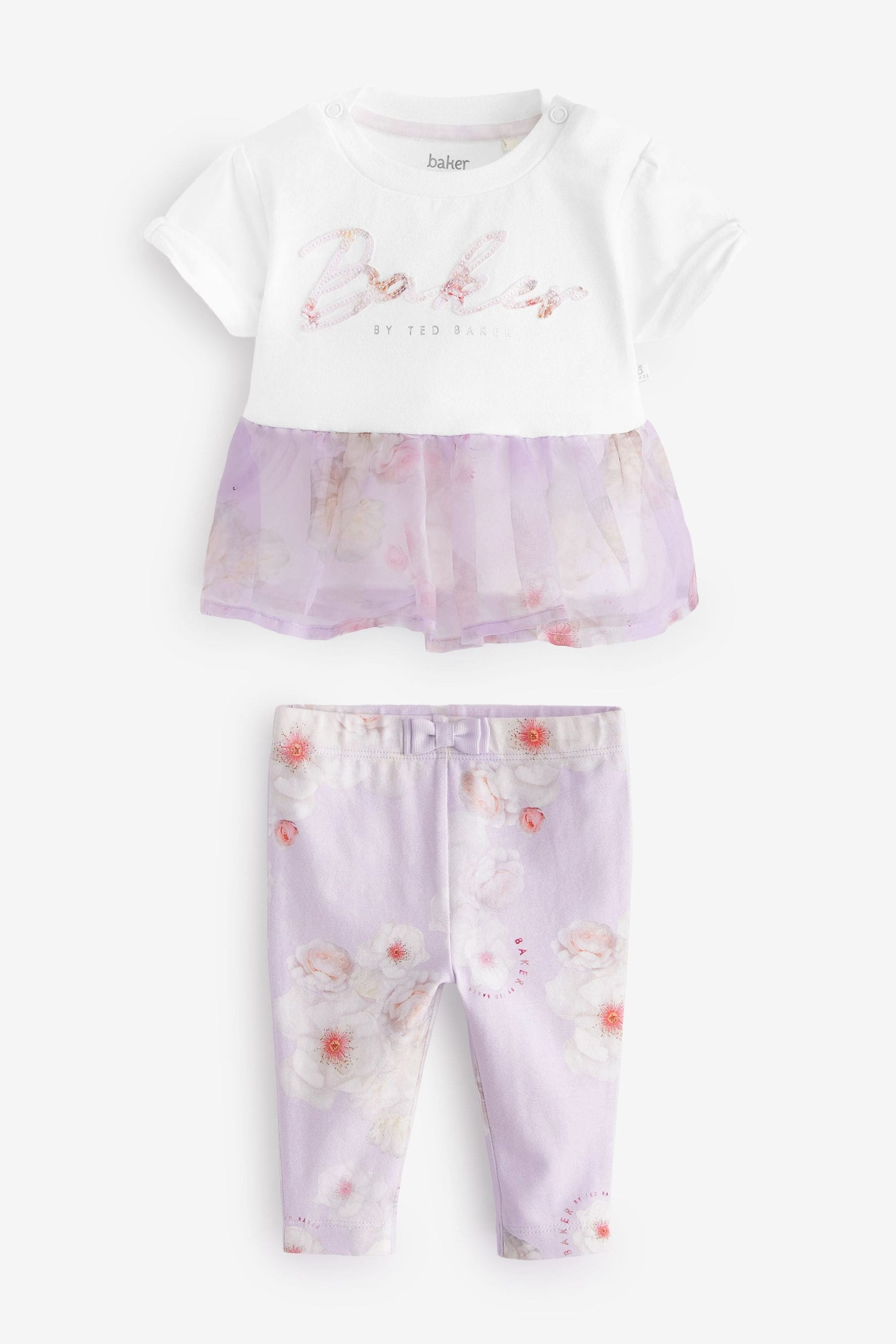 Lilac Purple Baker by Ted Baker Purple Floral Legging And T-Shirt Set