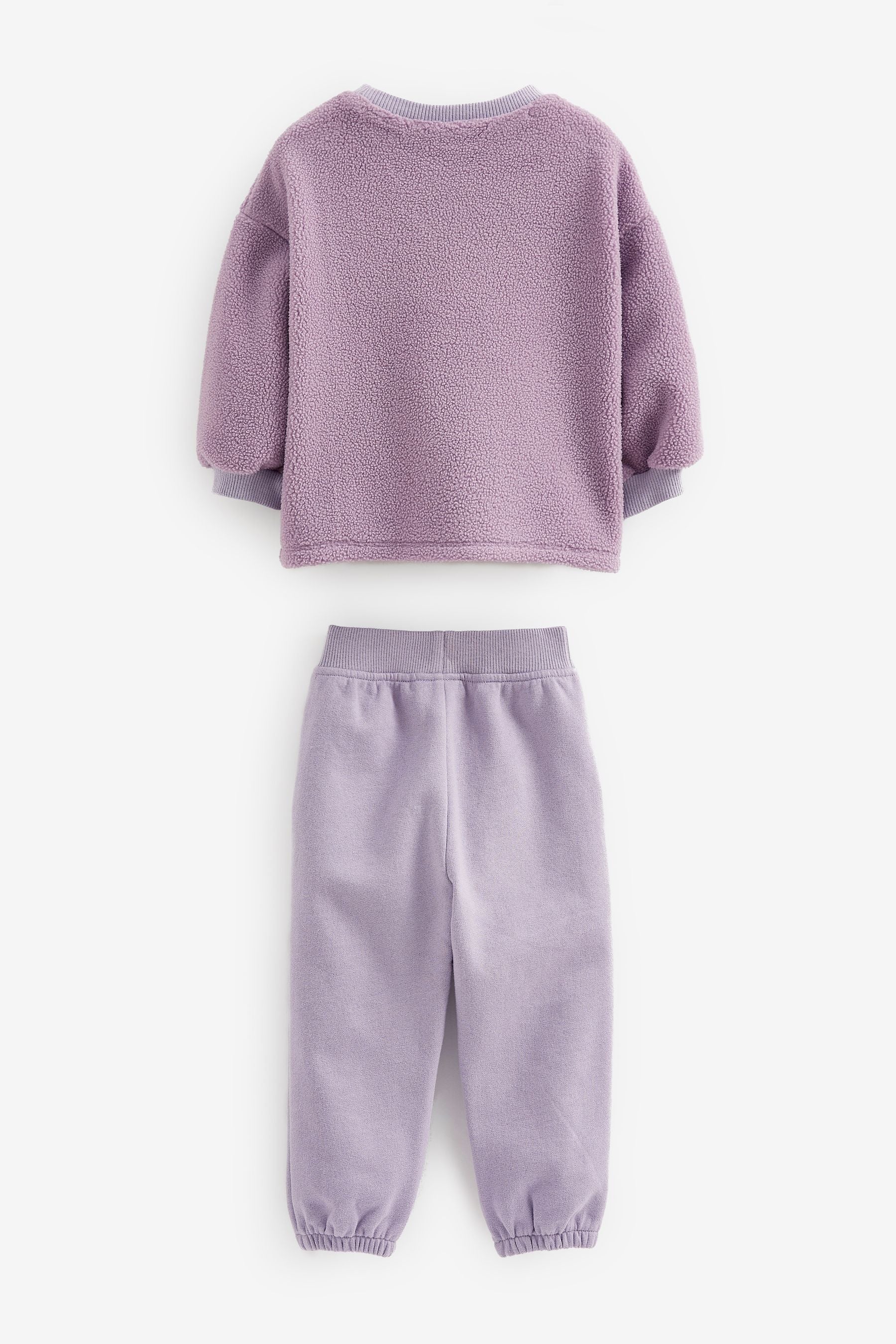 Lilac Purple Teddy Borg Jumper And Joggers Set (3mths-3yrs)