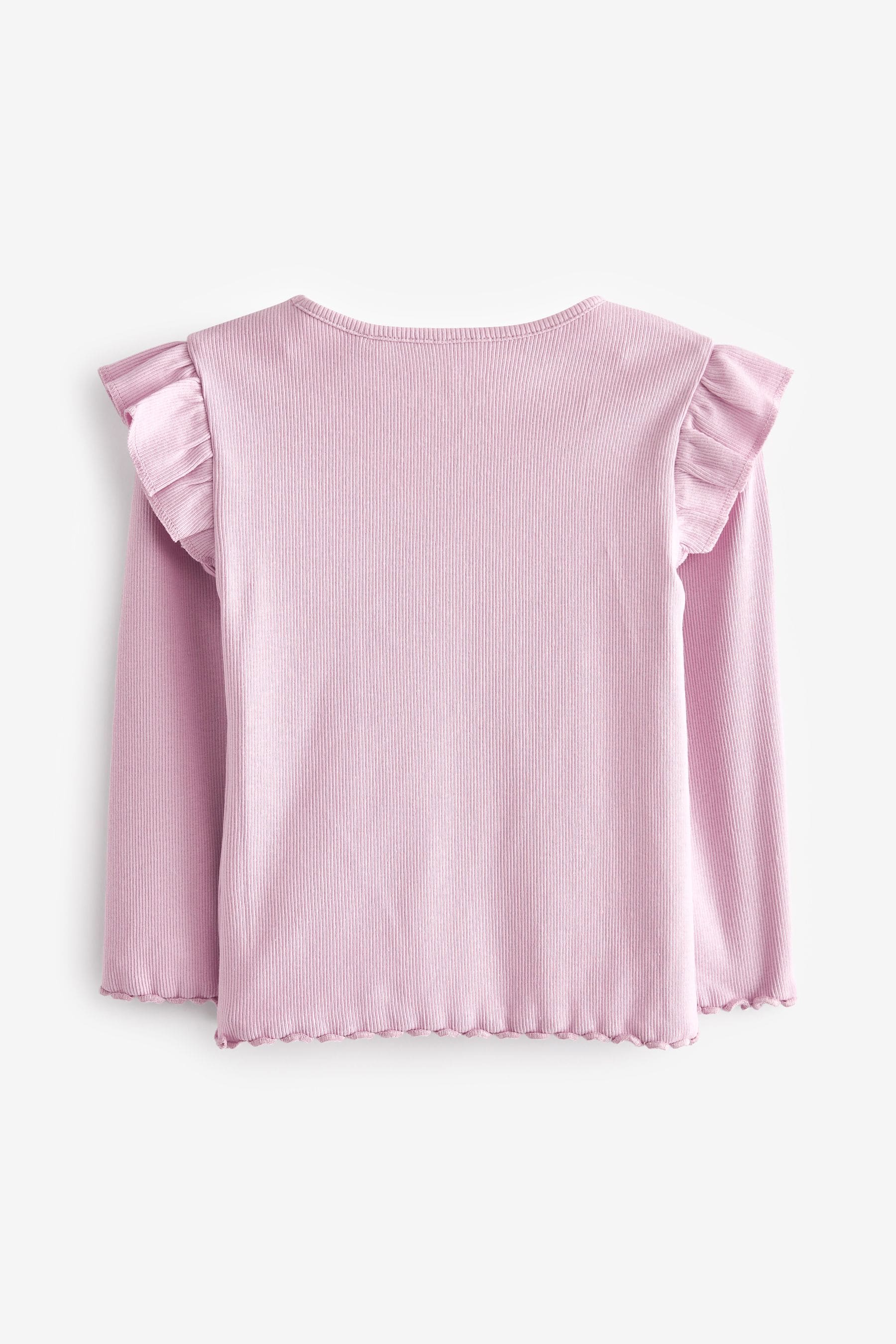 Lilac Purple Long Sleeve Frill Rib Jersey Top (3mths-7yrs)