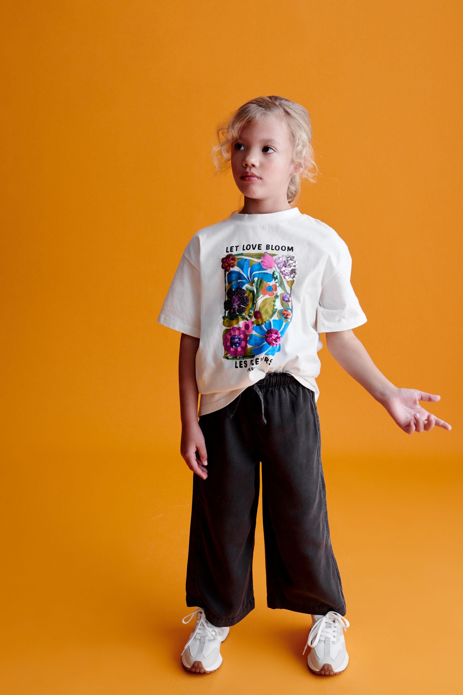 Ecru Oversized Embellished Graphic T-Shirt (3-16yrs)