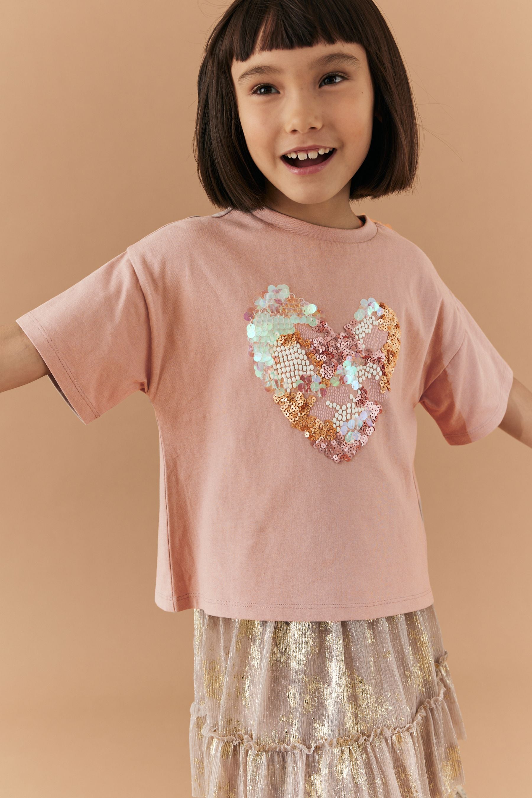 Pink Heart Sequin T-Shirt (3-16yrs)