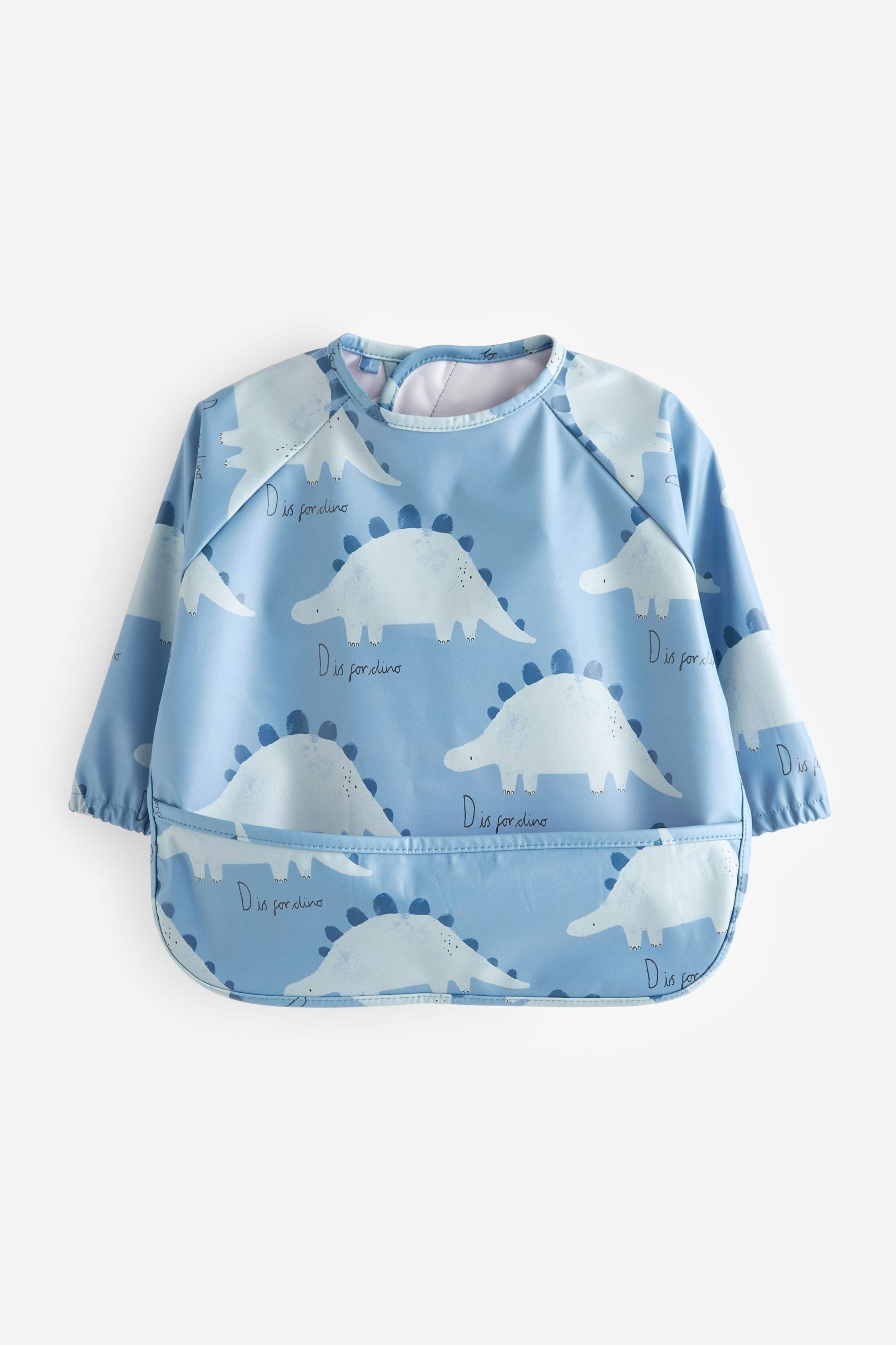 Blue Dinosaur Baby Weaning And Feeding Sleeved Bib (6mths-3yrs)