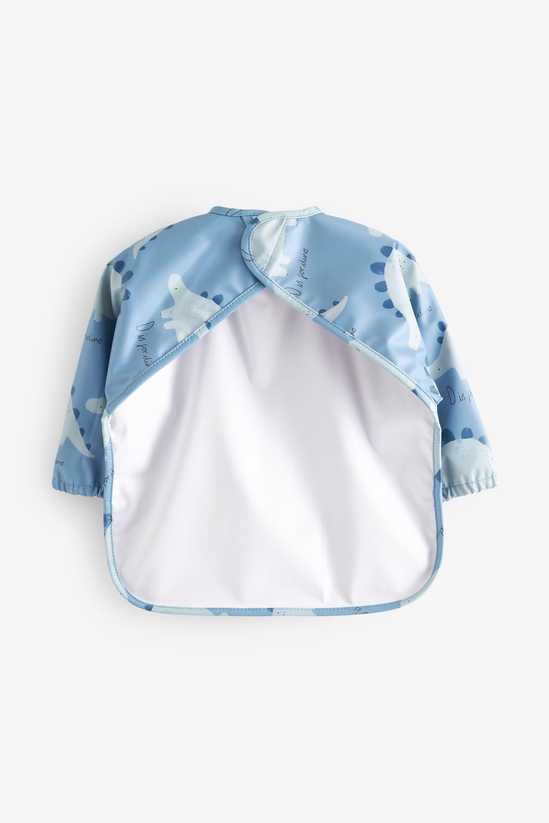 Blue Dinosaur Baby Weaning And Feeding Sleeved Bib (6mths-3yrs)