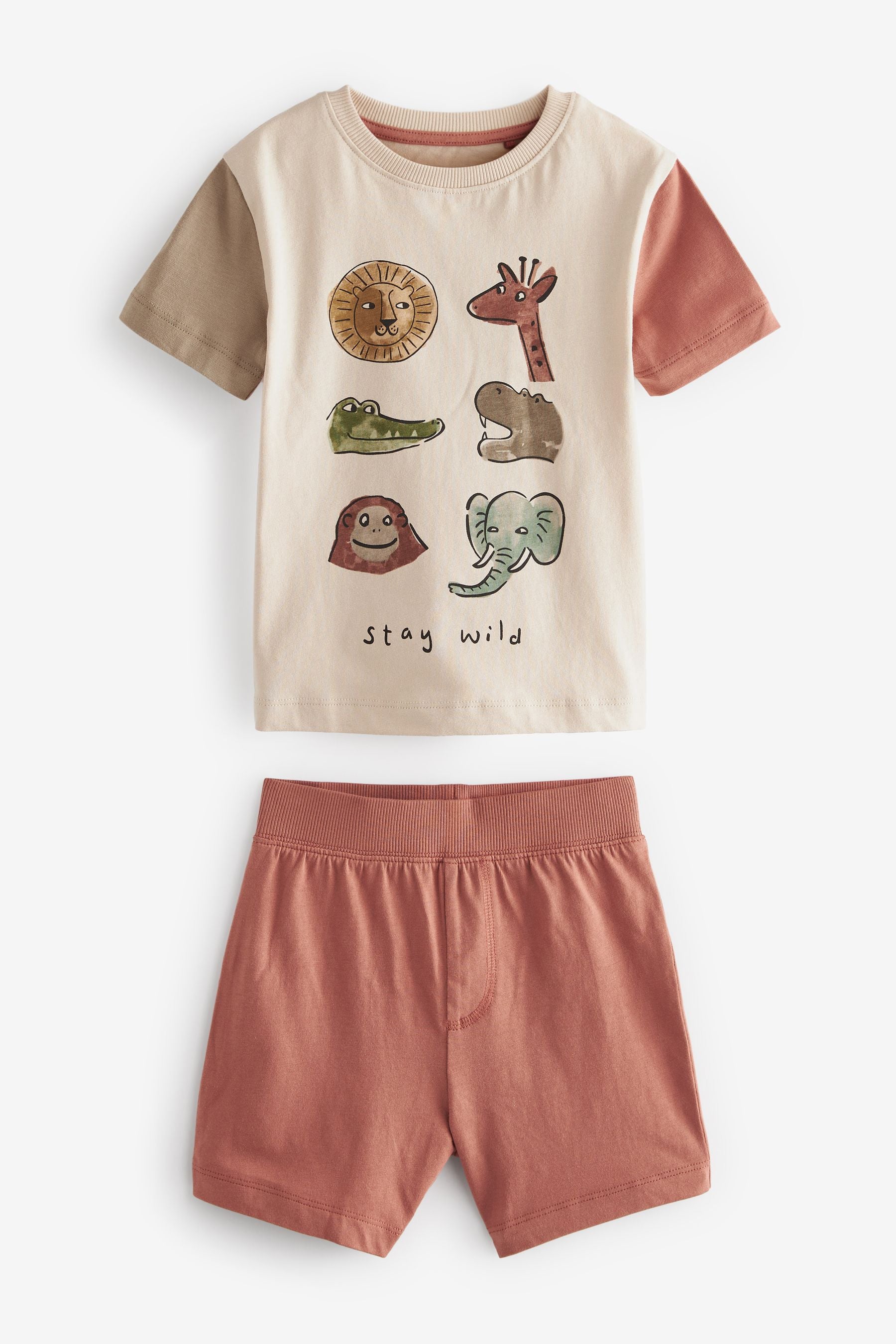 neutral safari animals 3 Pack Short Pyjamas (9mths-10yrs)