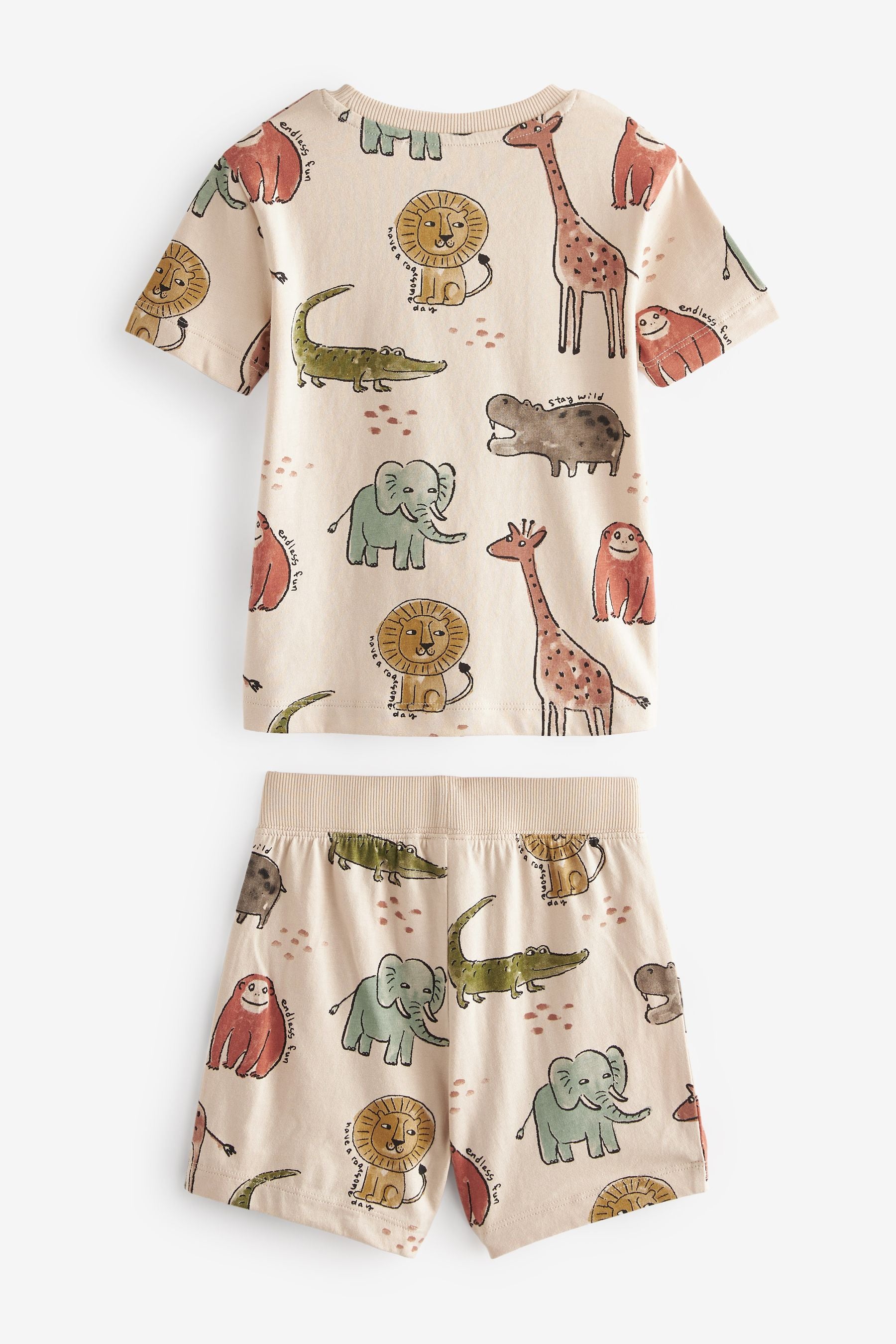 neutral safari animals 3 Pack Short Pyjamas (9mths-10yrs)