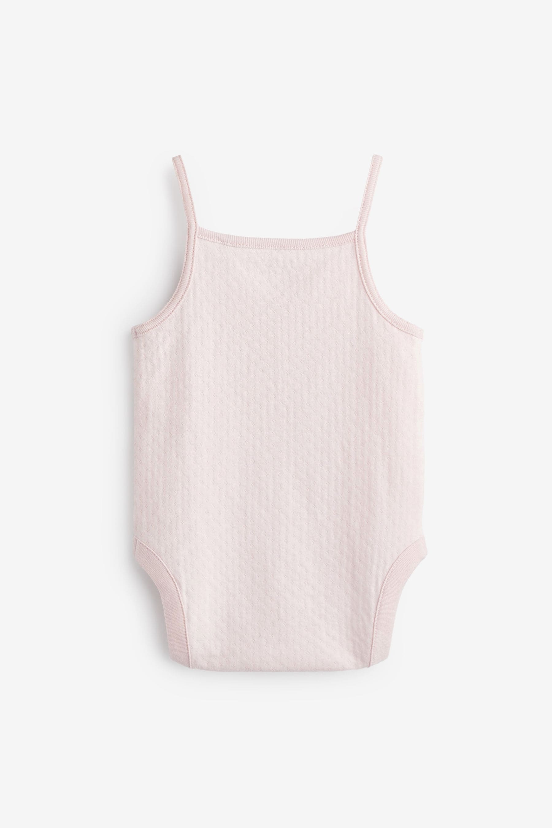 Pink/Grey 5 Pack Strappy Pointelle Vest Baby Bodysuit