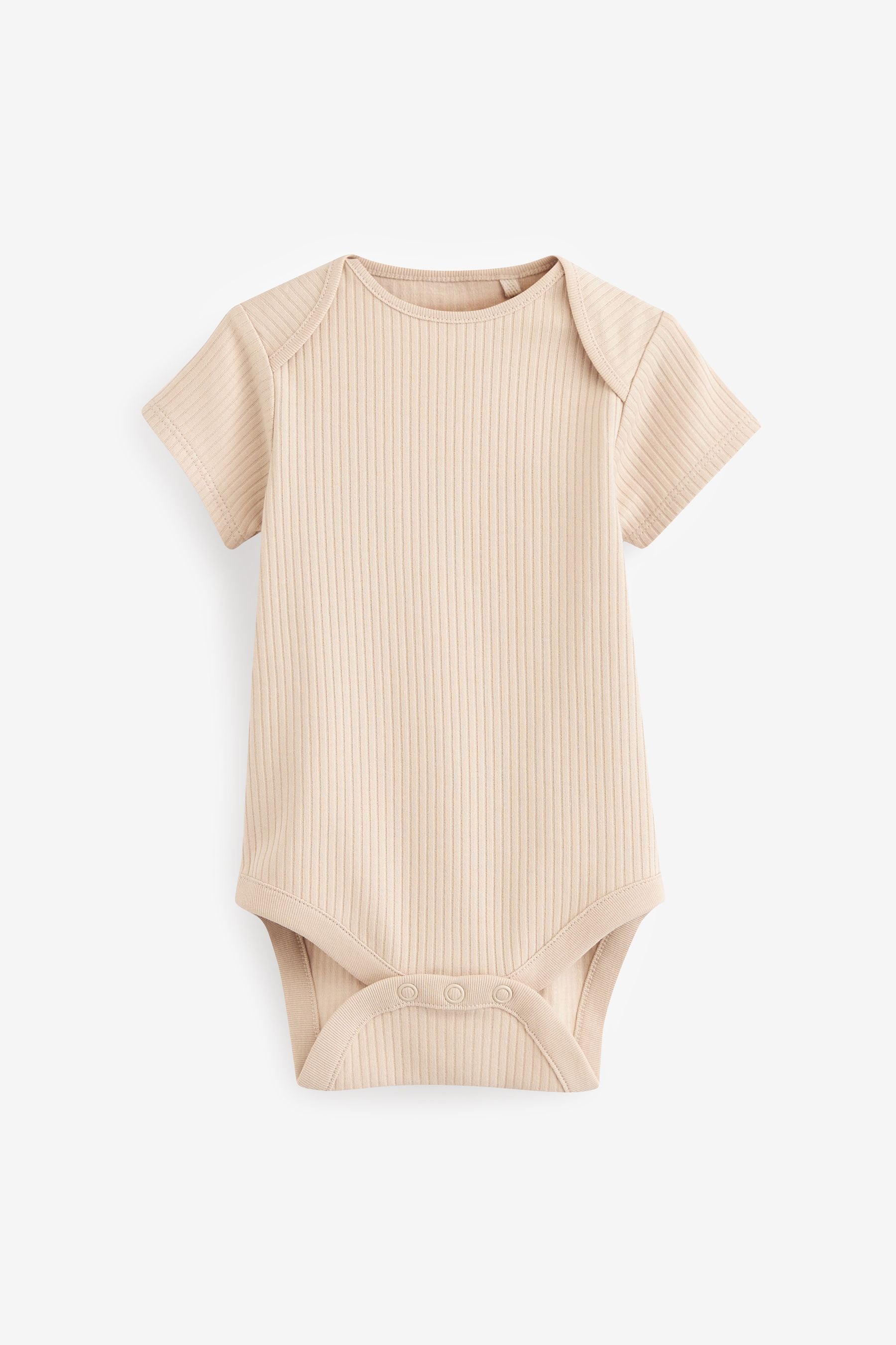 Green Baby Short Sleeves Ribbed Bodysuit 5 Pack