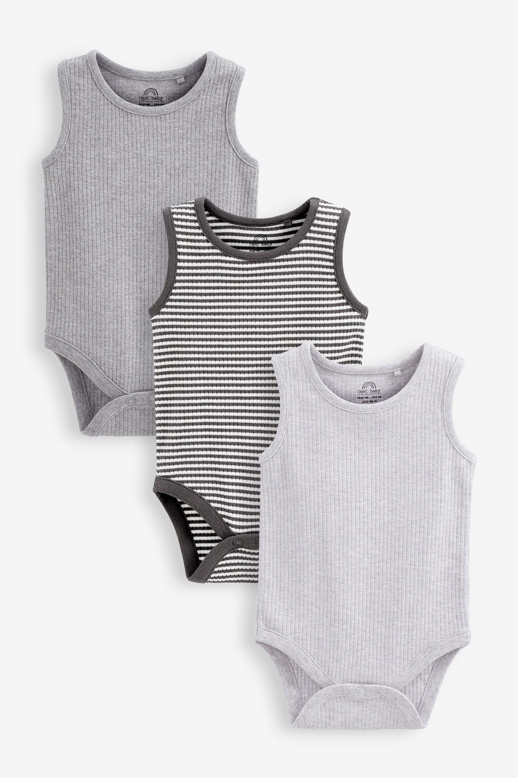 Monochrome Baby 3 Pack Vest Bodysuits